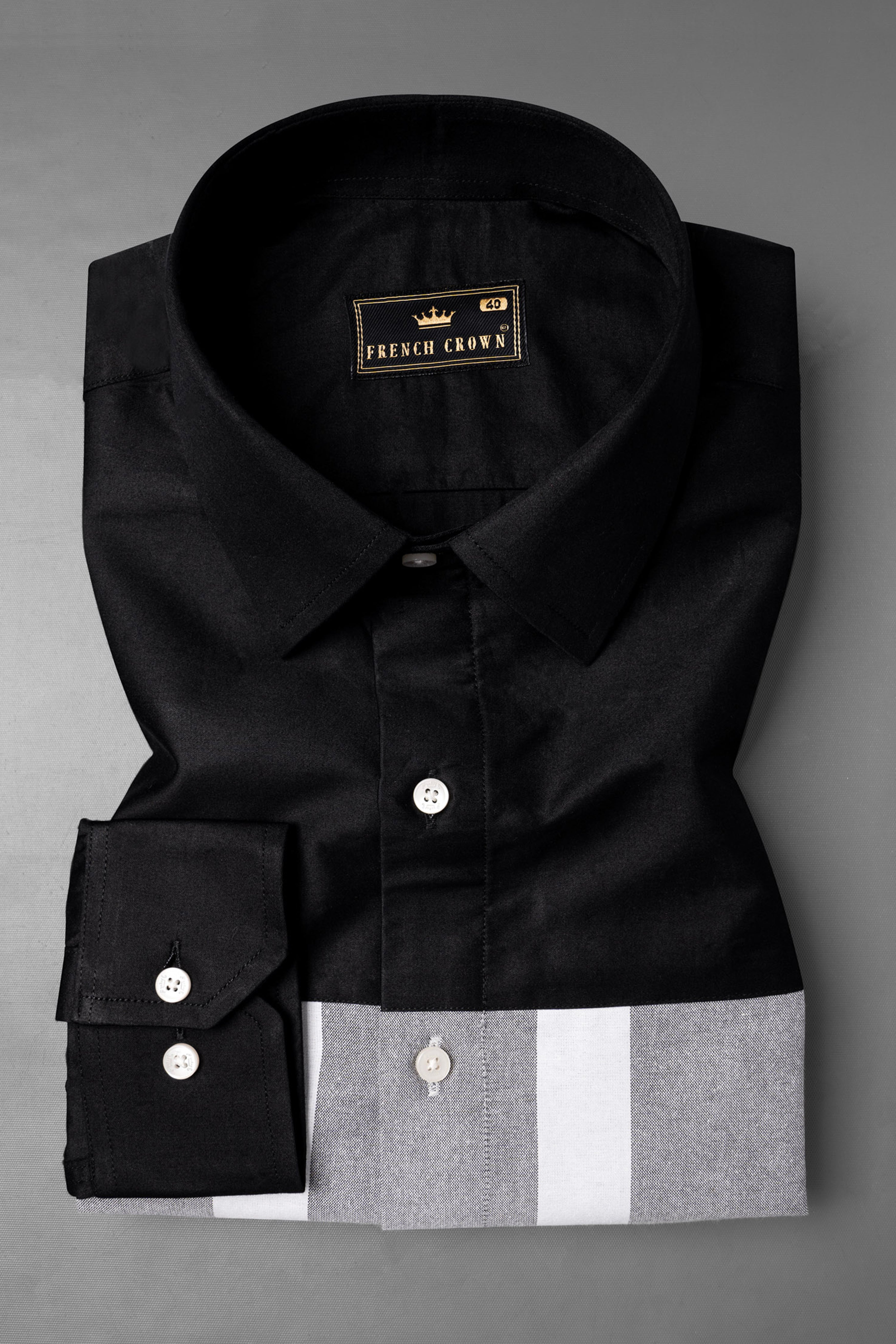 Jade Black and Languid Gray Striped Super Soft Premium Cotton Shirt