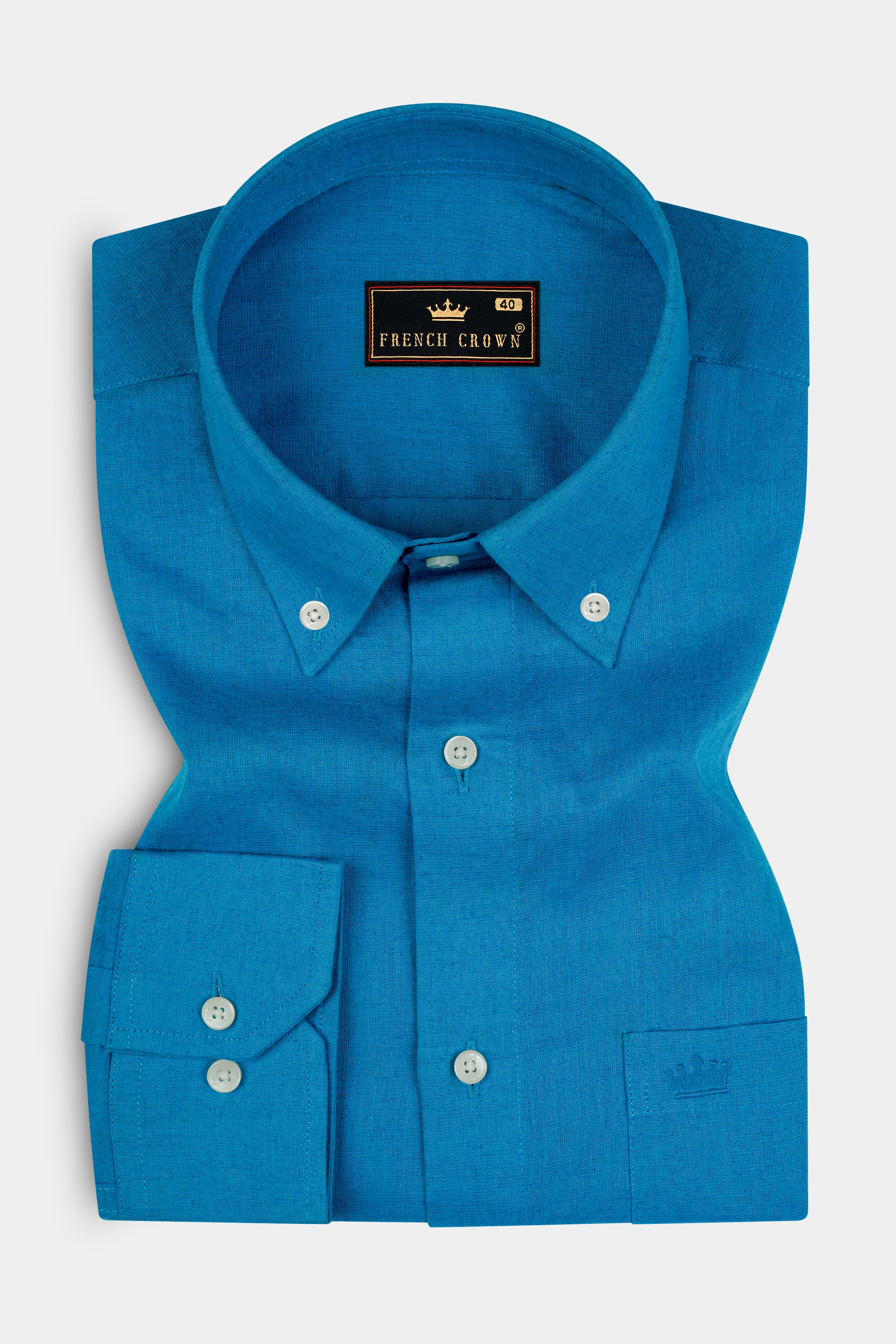 Pacific Blue Luxurious Linen Shirt