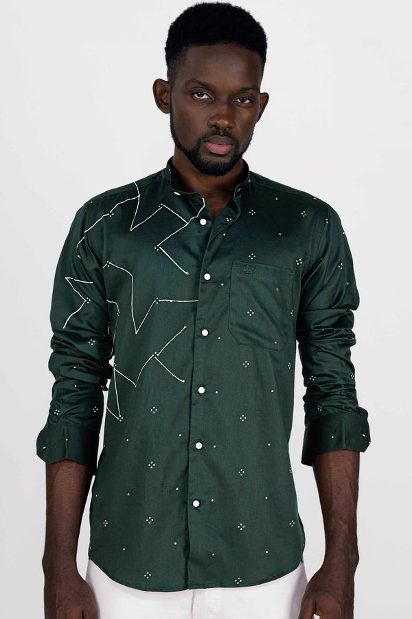 Phthalo Green with White Hand Painted Super Soft Premium Cotton Designer Shirt