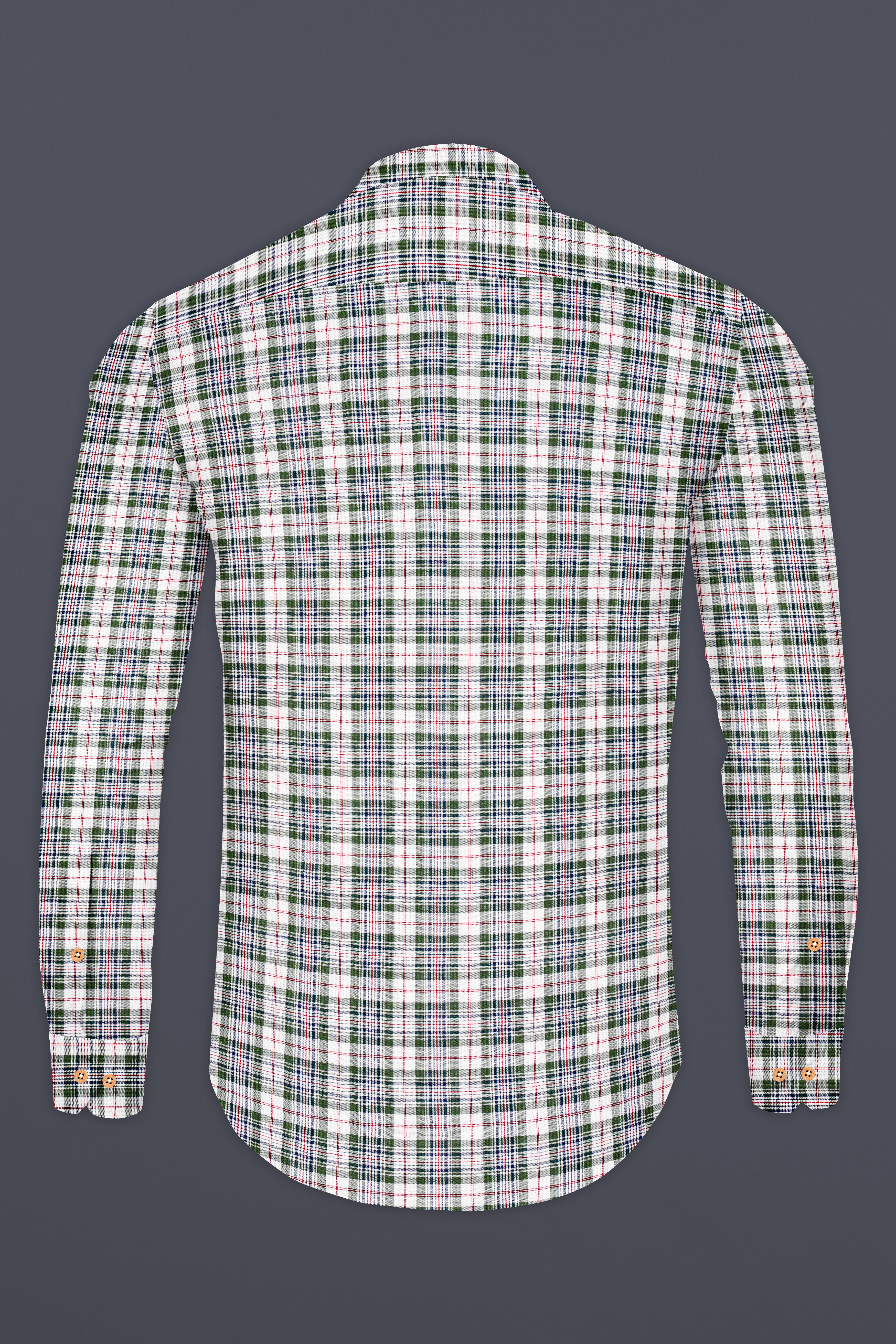 off White and Stromboli Green Plaid Twill Textured Premium Cotton Kurta Shirt