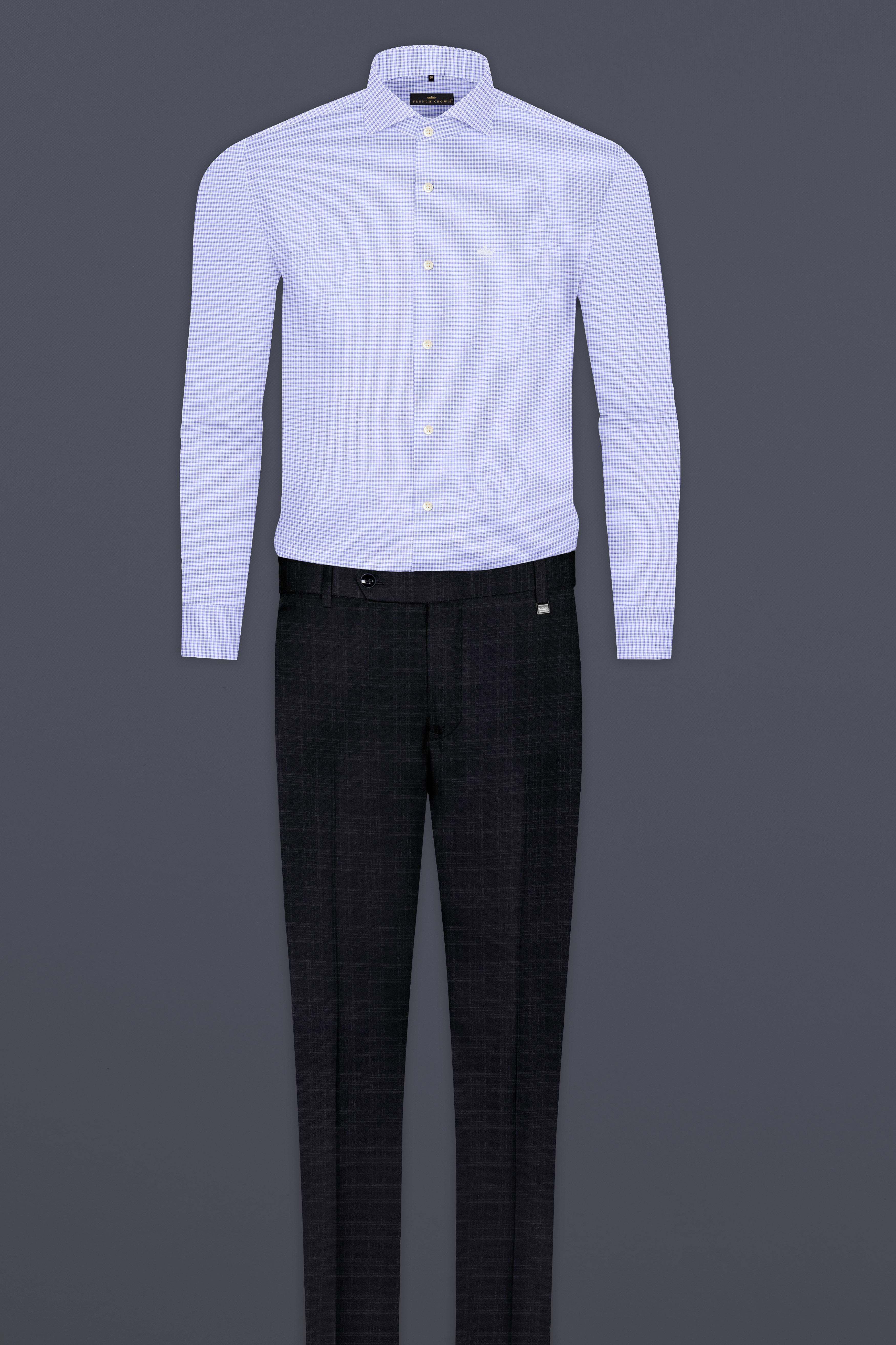 White and Wistful Blue Checkered Premium Cotton Shirt