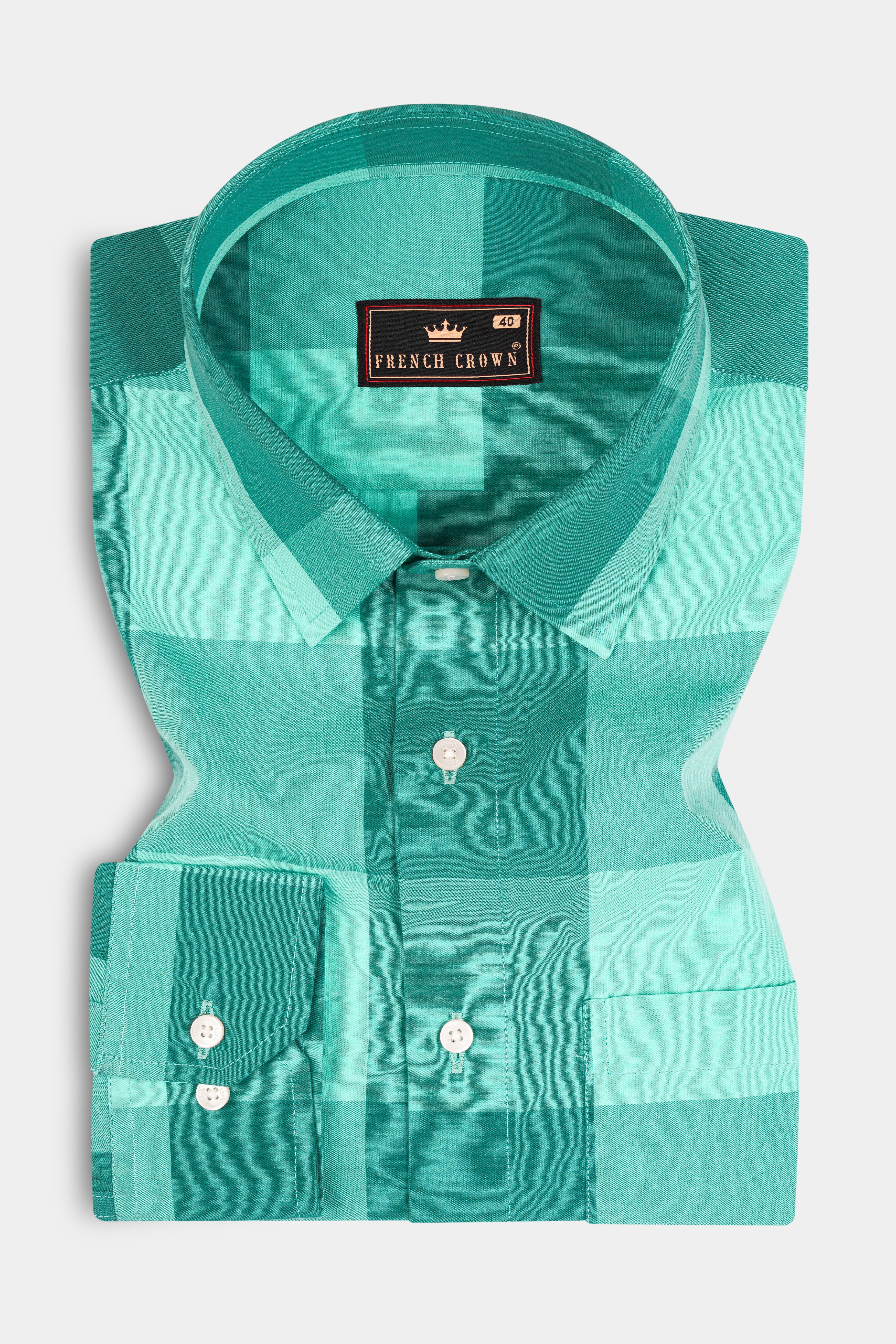 Riptide and Persian Green Premium Cotton Shirt