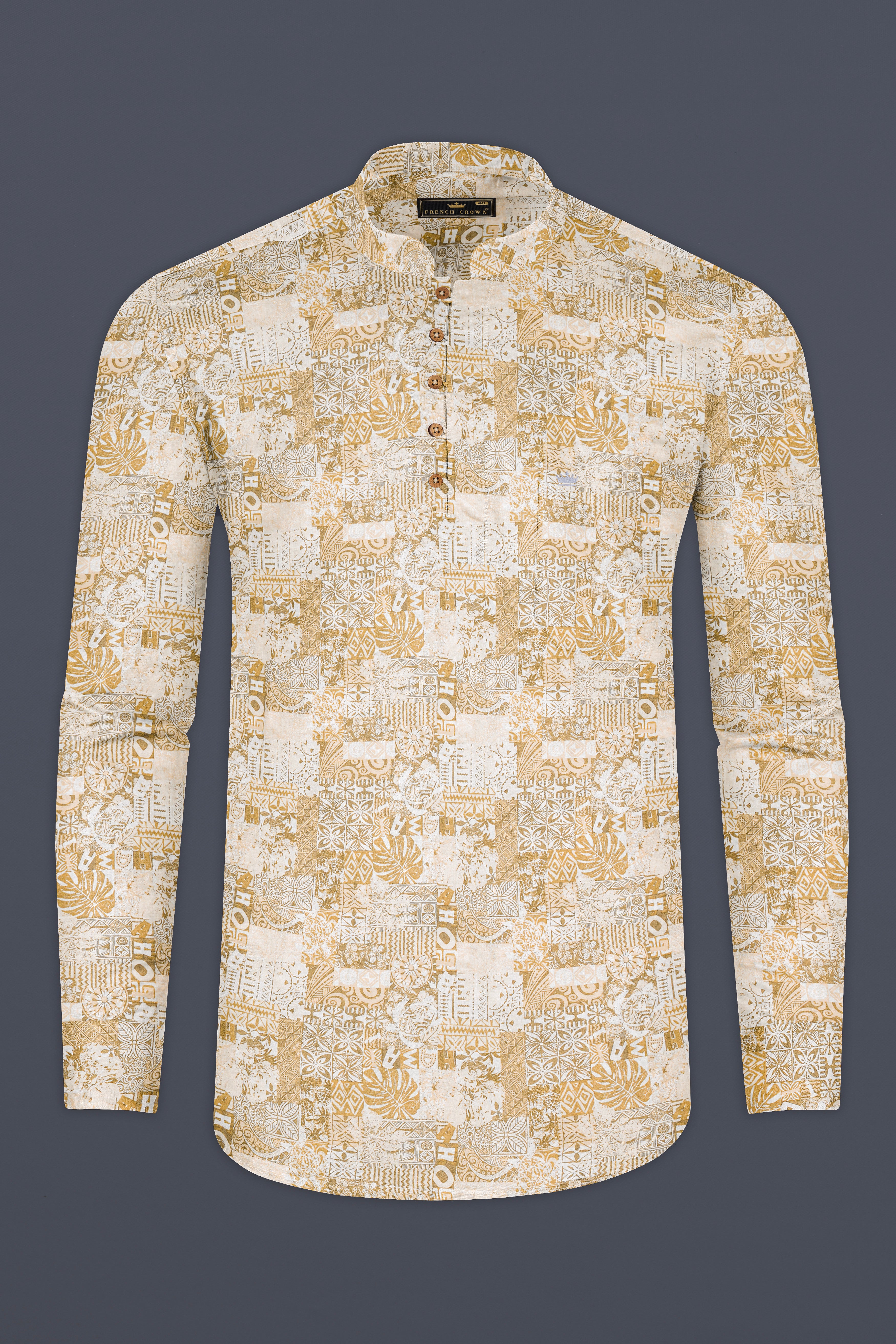 Blurry Wood and White Printed Premium Cotton Shirt