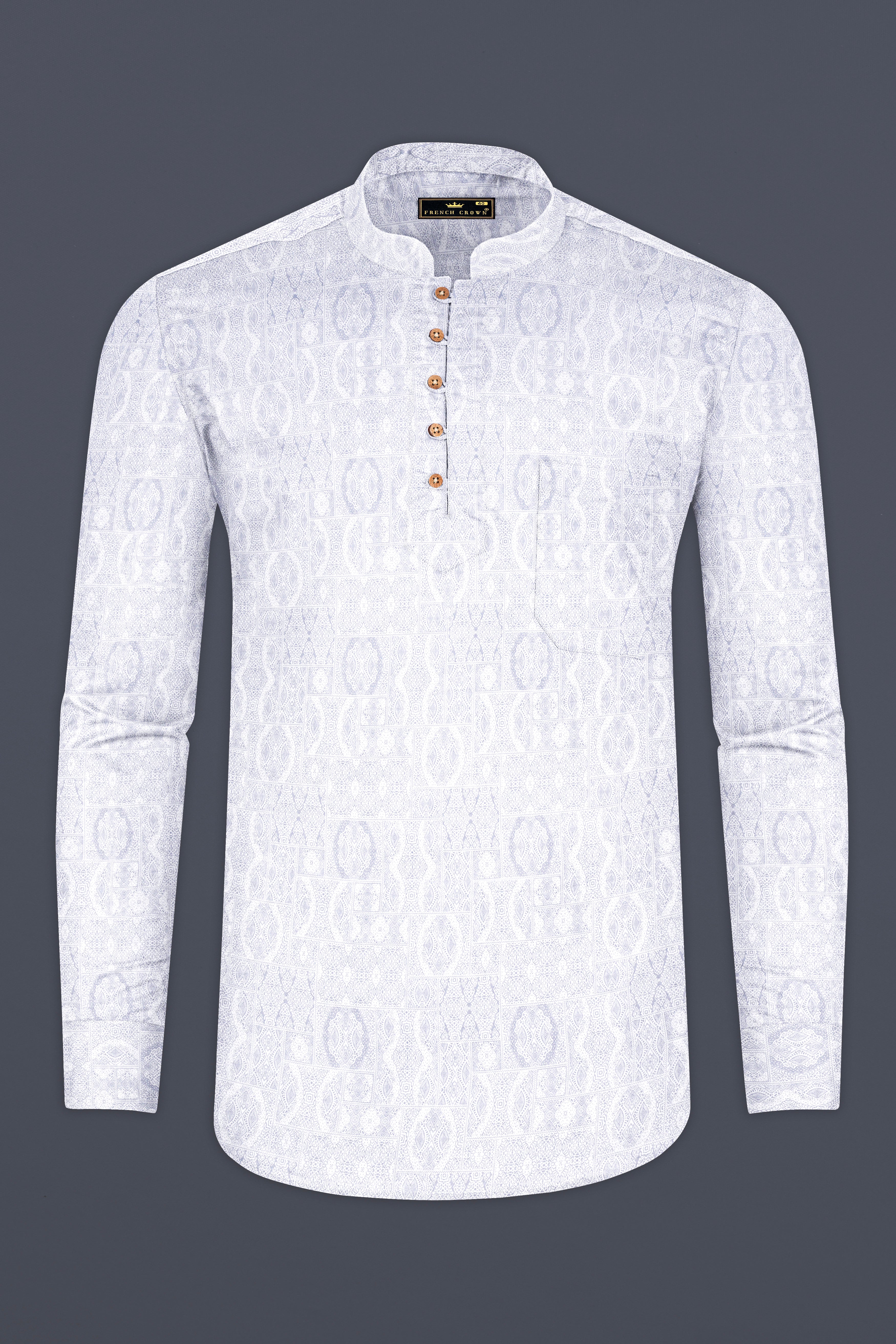 Mischka Grey Ancient Printed Premium Cotton Kurta Shirt