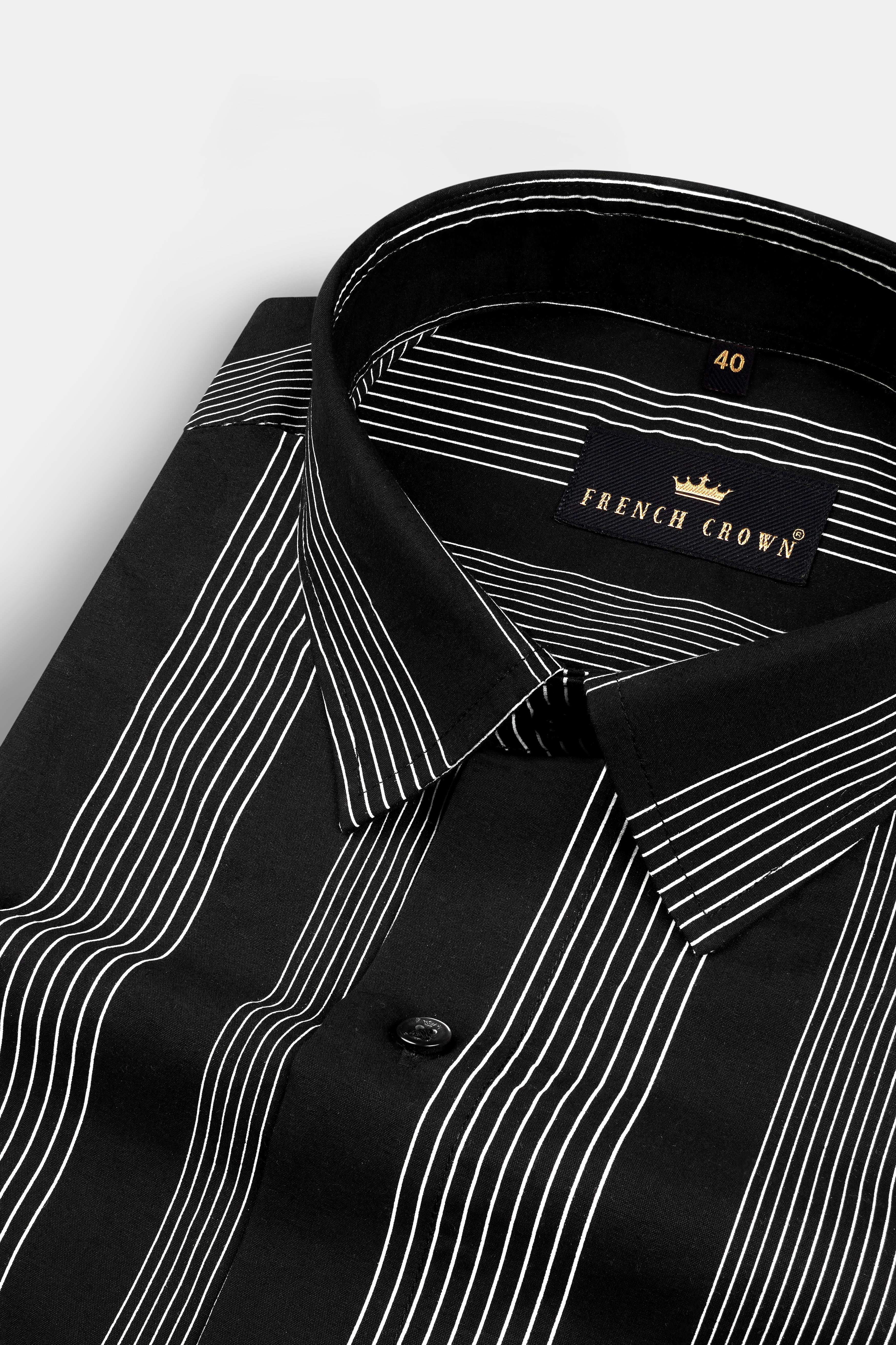 Jade Black Twill Striped Premium Cotton Shirt