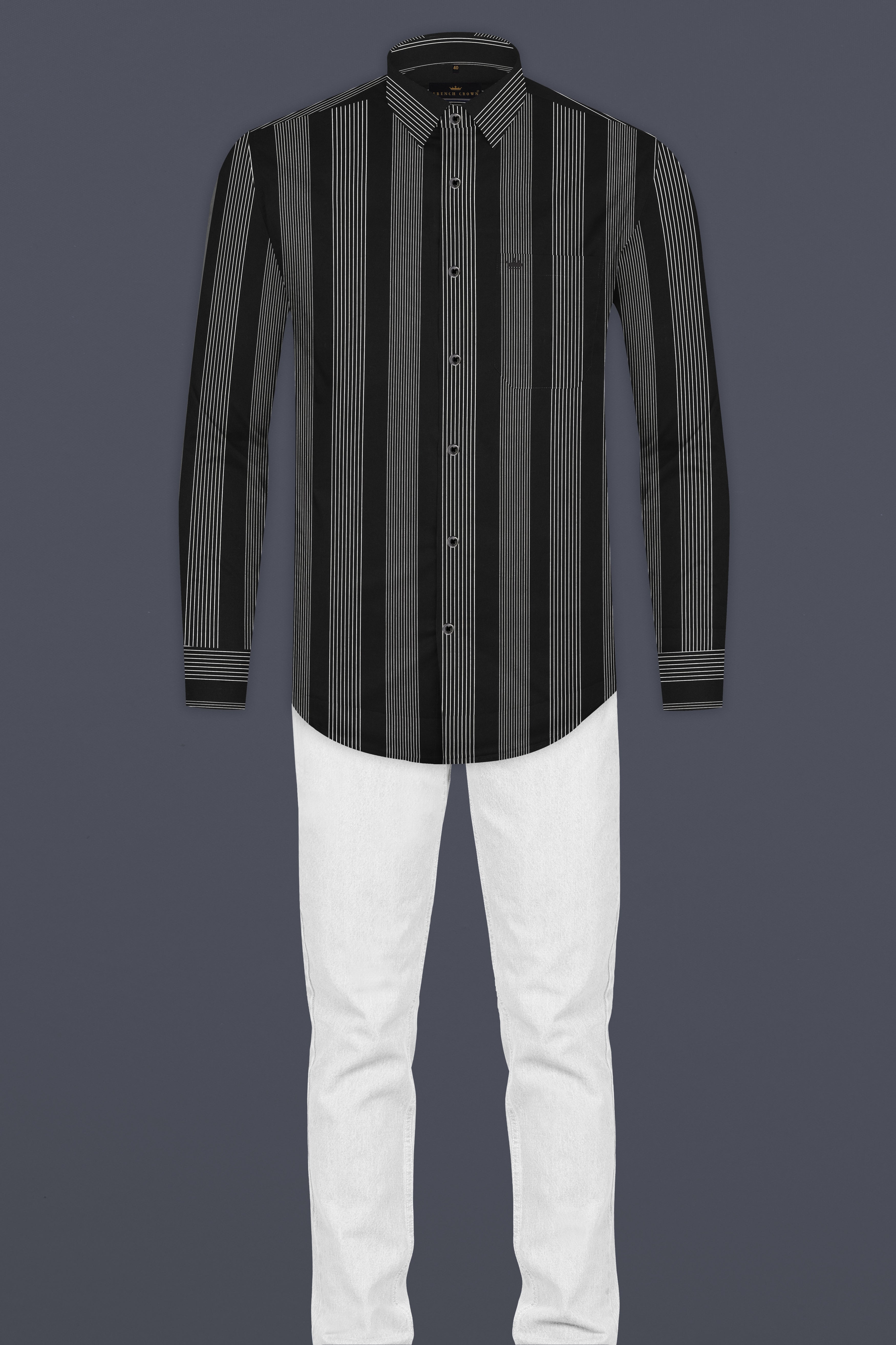 Jade Black Twill Striped Premium Cotton Shirt