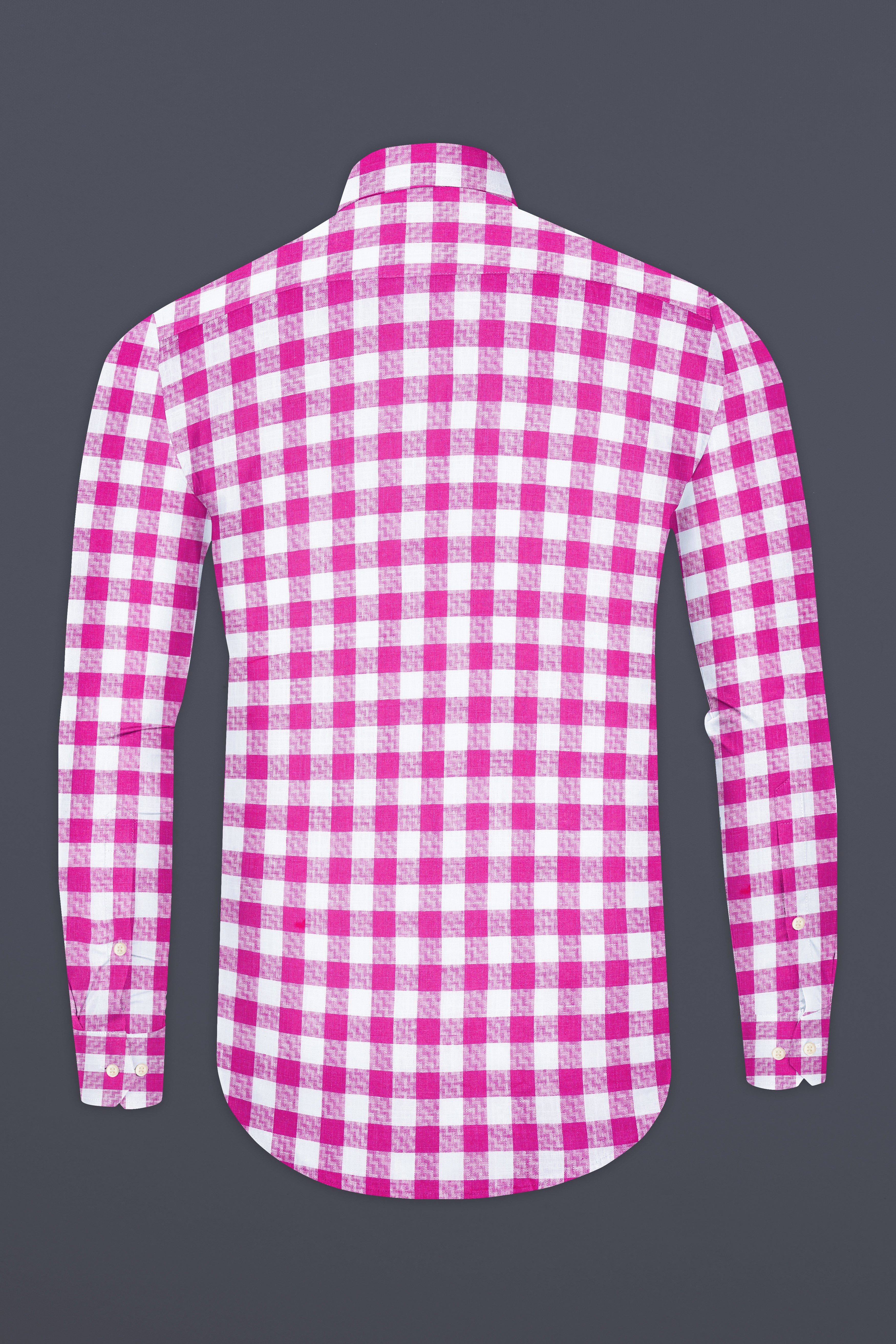 Bright White and Cerise Pink Plaid Twill Premium Cotton Shirt