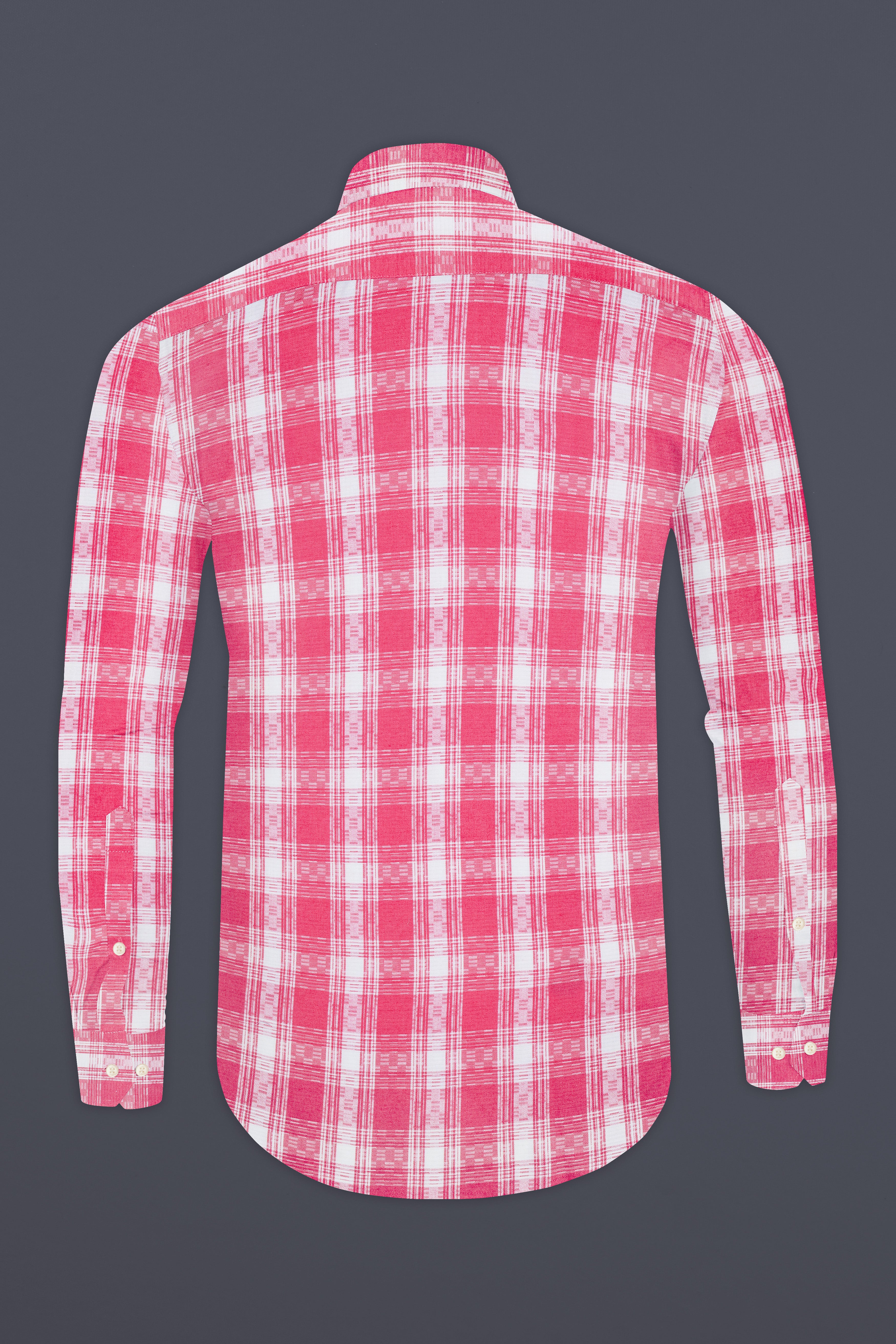 Mandy Pink and Bright White Checkered Twill Premium Cotton Shirt