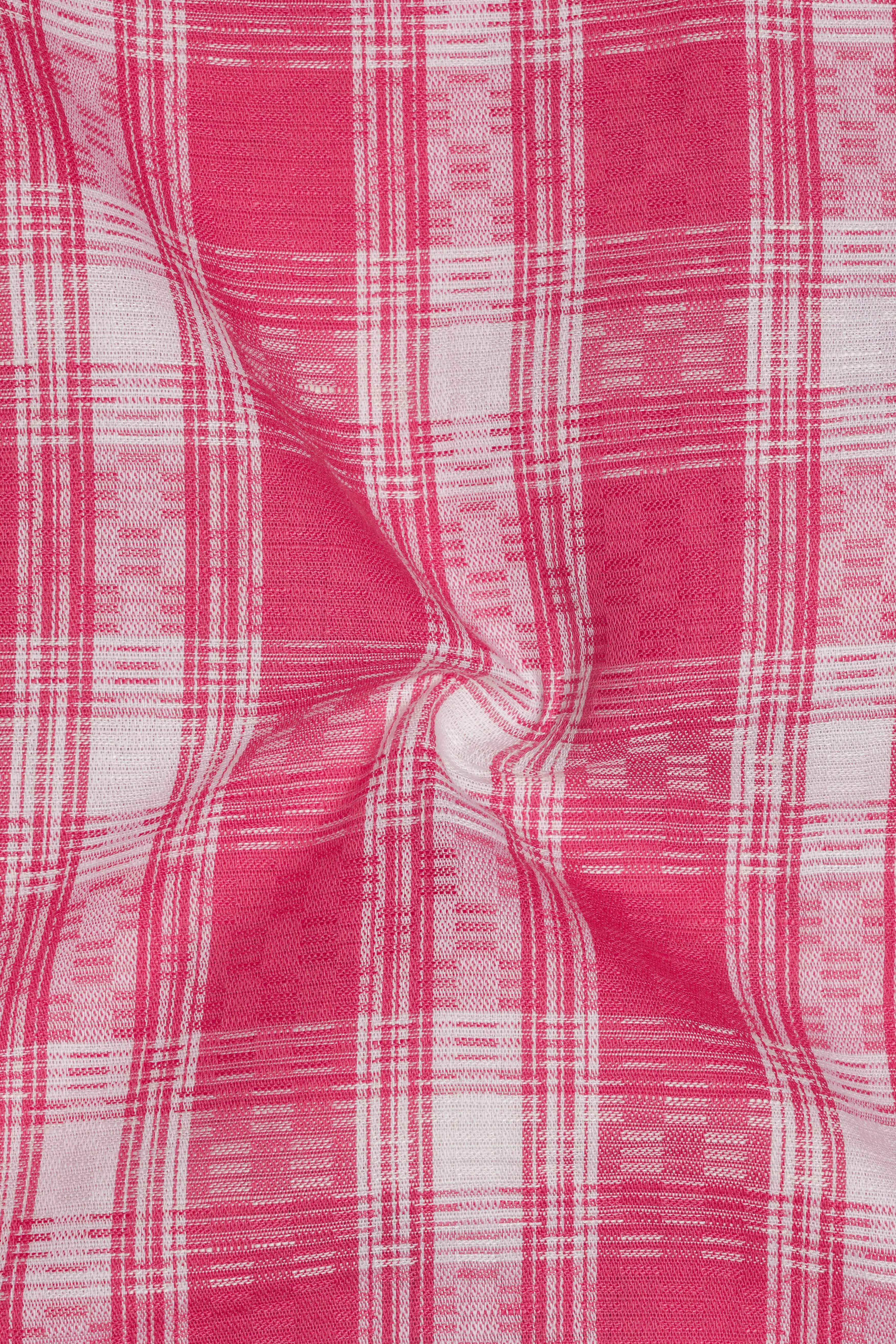 Light Carmine Plaid with Bright White Twill Premium Cotton Designer Shirt