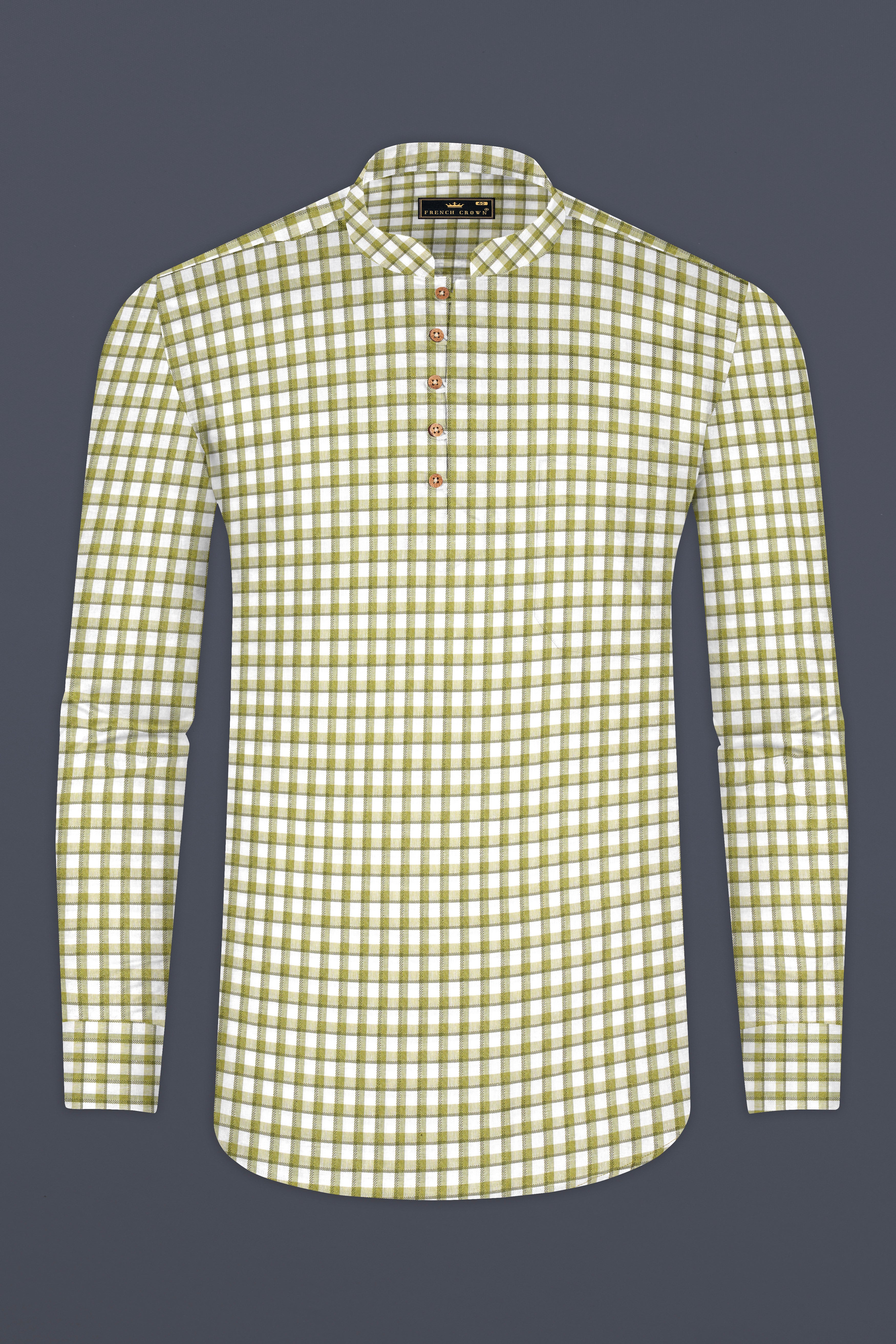 Dingley Green Checkered Dobby Textured Premium Giza Cotton Shirt