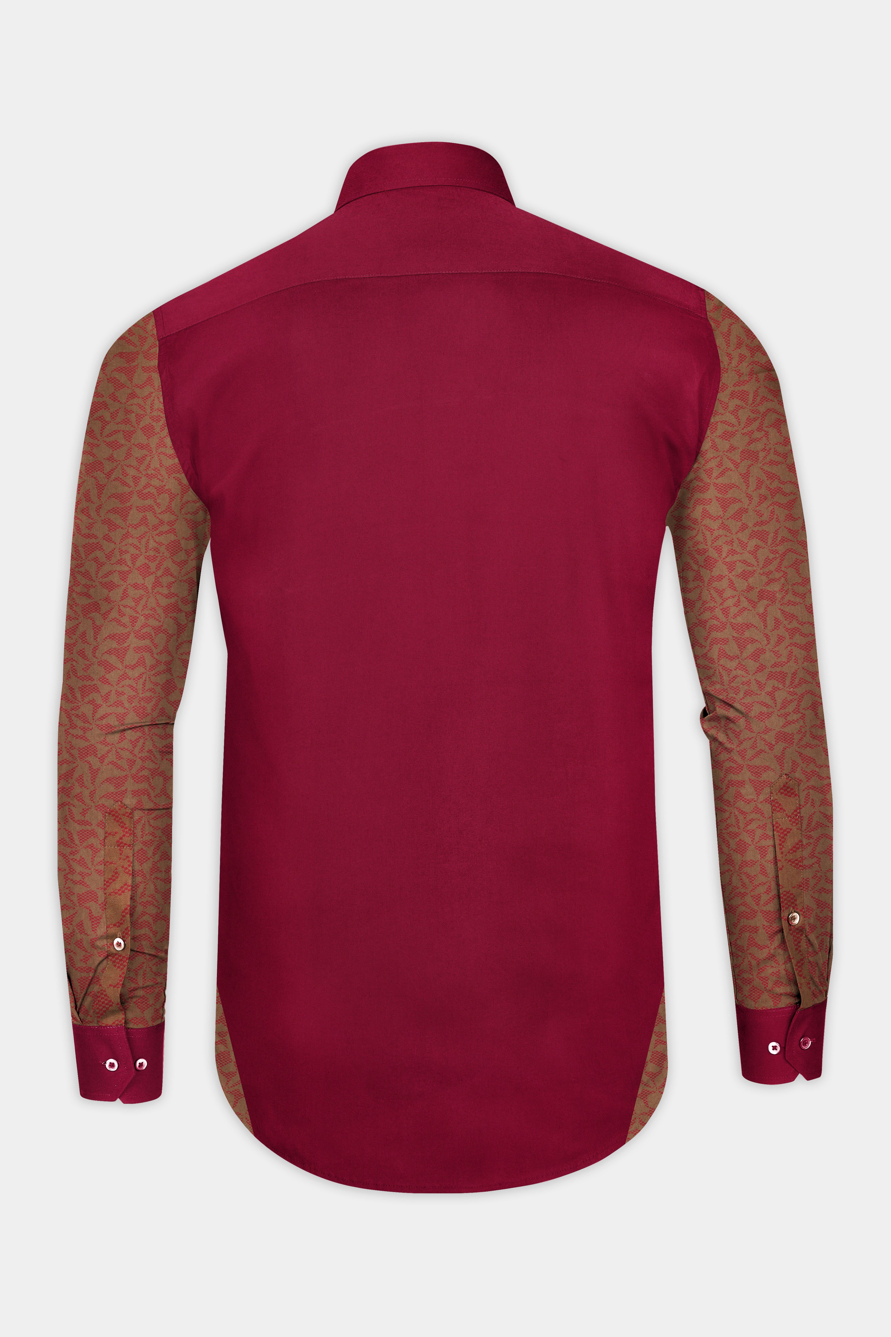 Claret Red with Antique Brass Super Soft Premium Cotton Designer Shirt