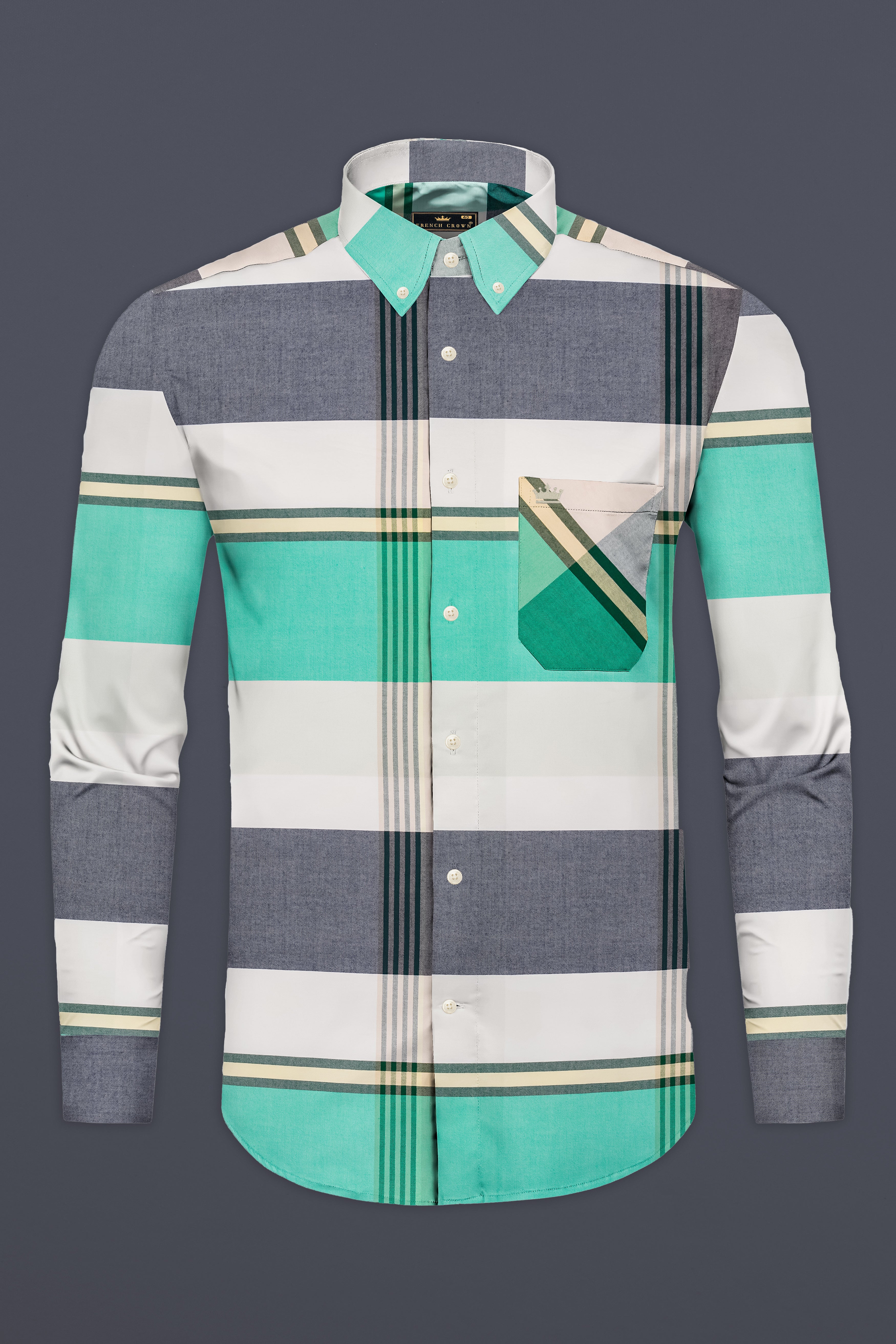 Wenge Gray with Eden Green Multicolour Royal Oxford Shirt