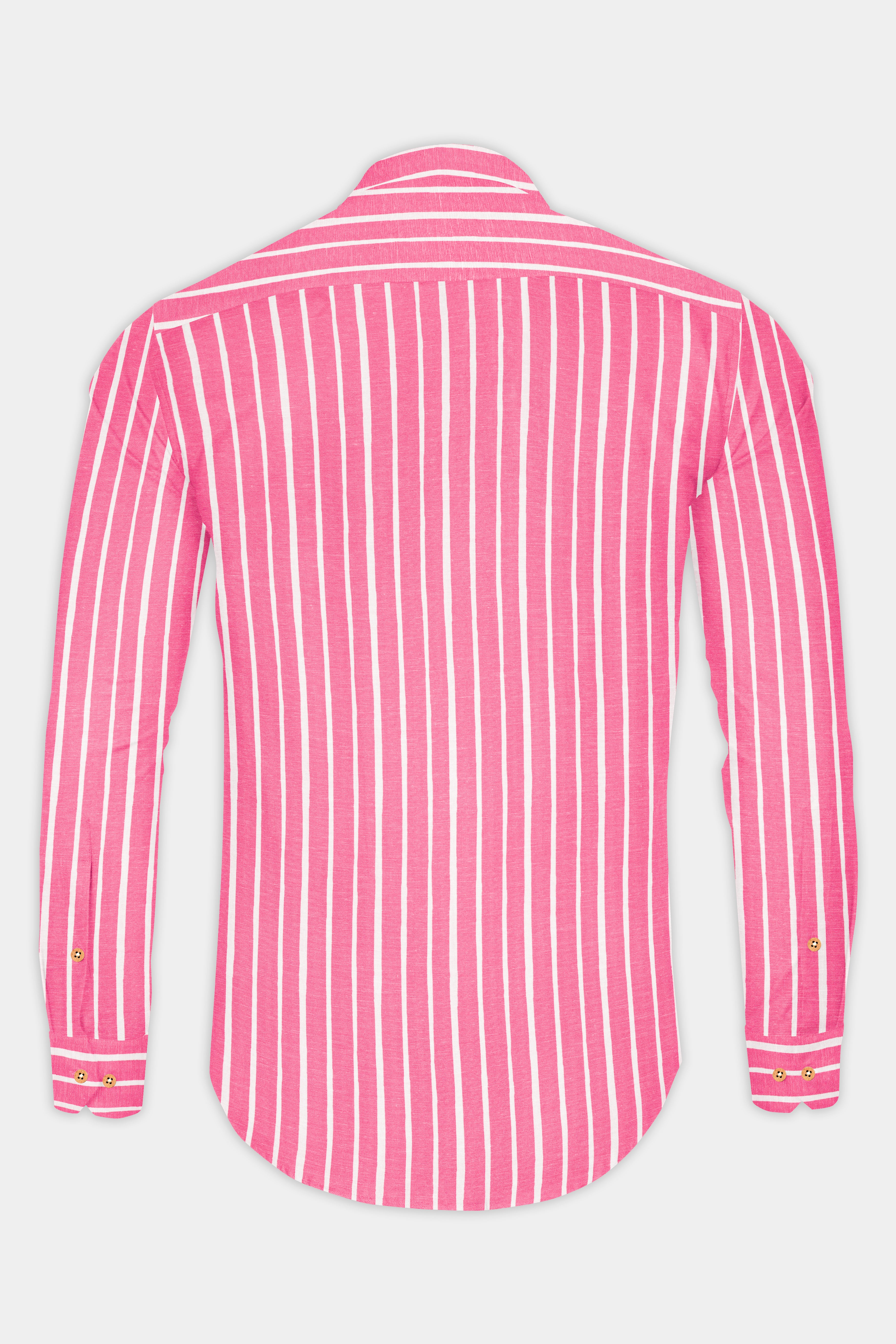 Brink Pink with White Striped Premium Tencel Kurta Shirt