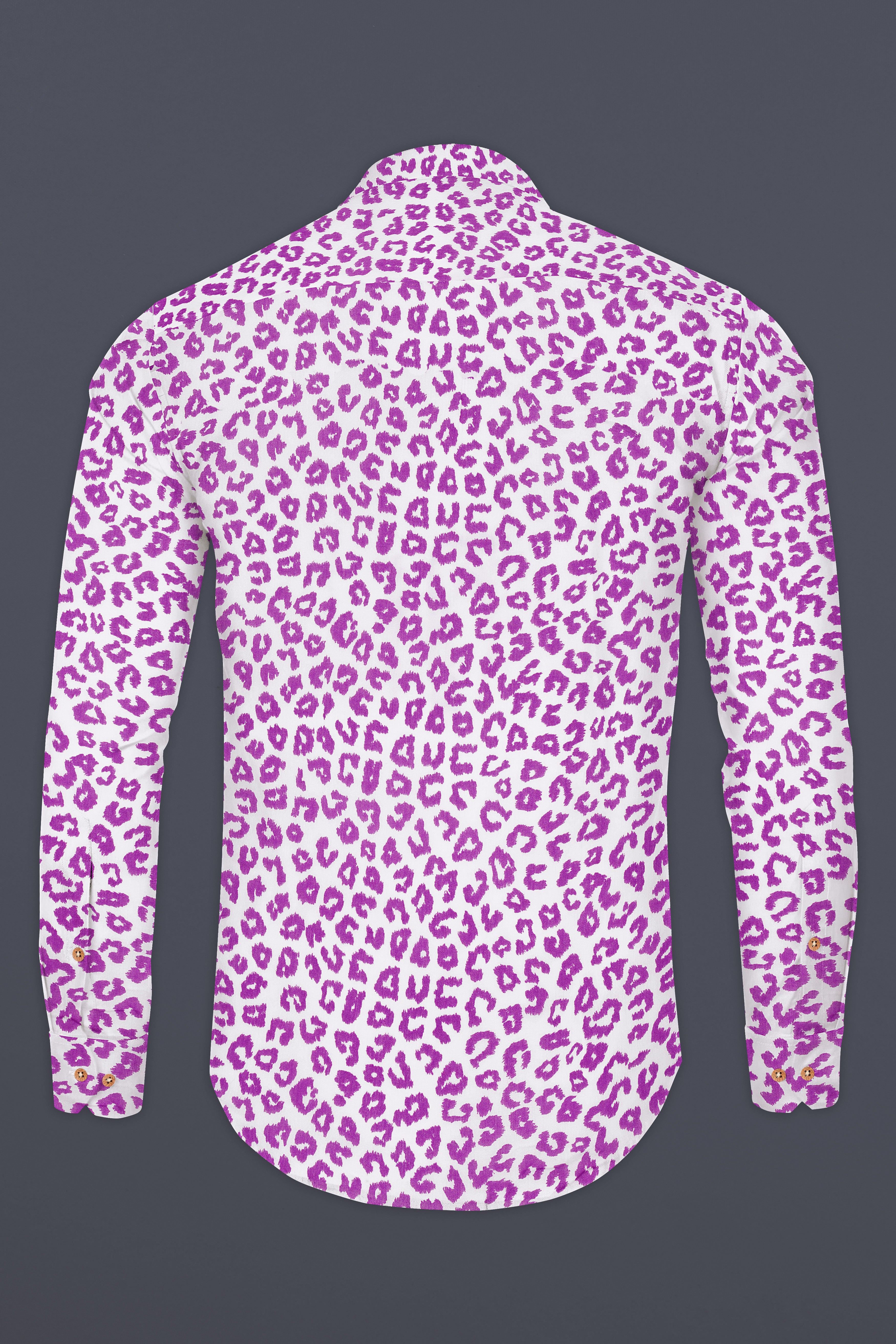 Bright White with Tapestry Pink Cheetah Print Lightweight Premium Tencel Kurta Shirt