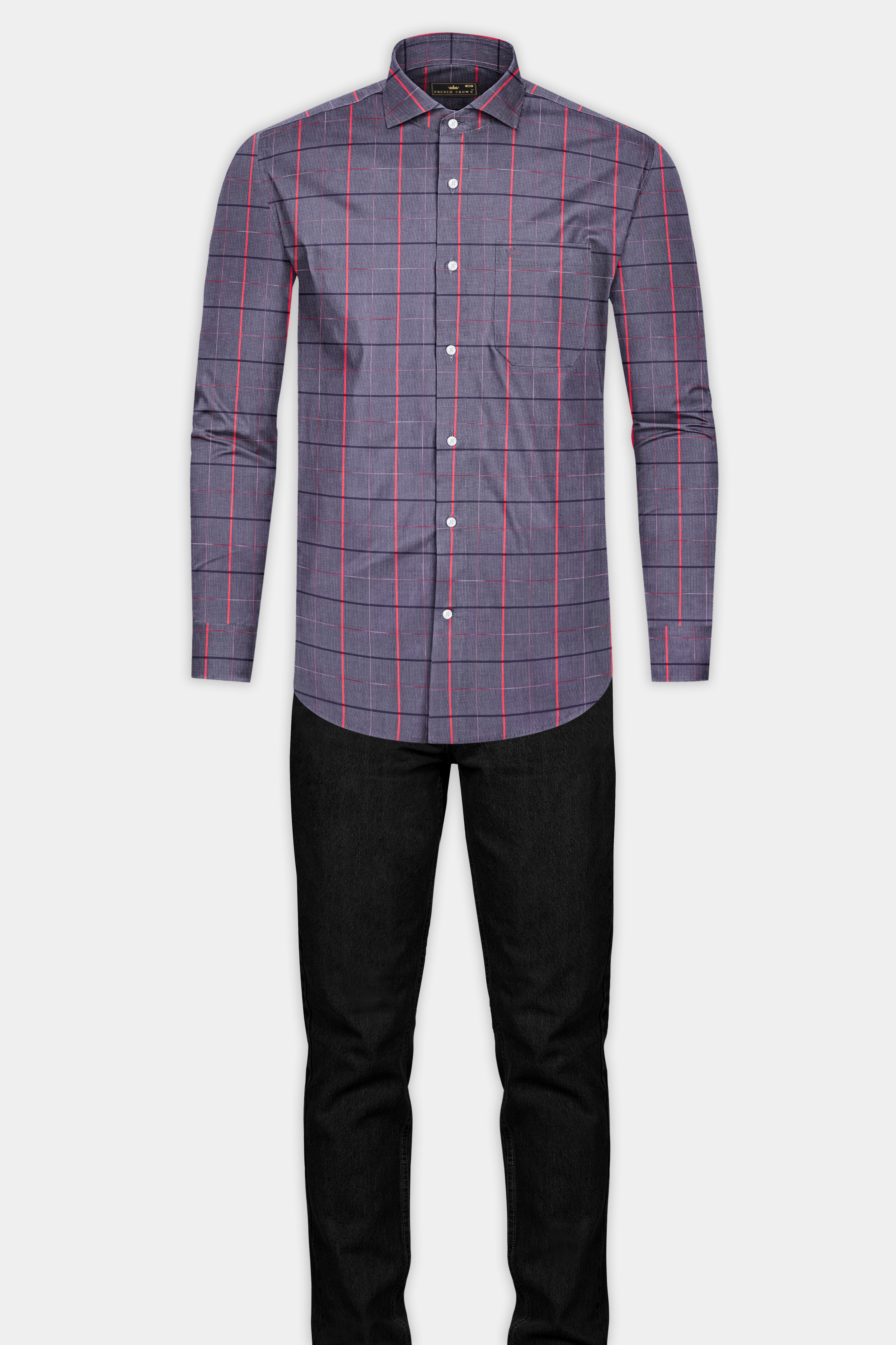 Oslo Windowpane Dobby Textured Premium Giza Cotton Shirt