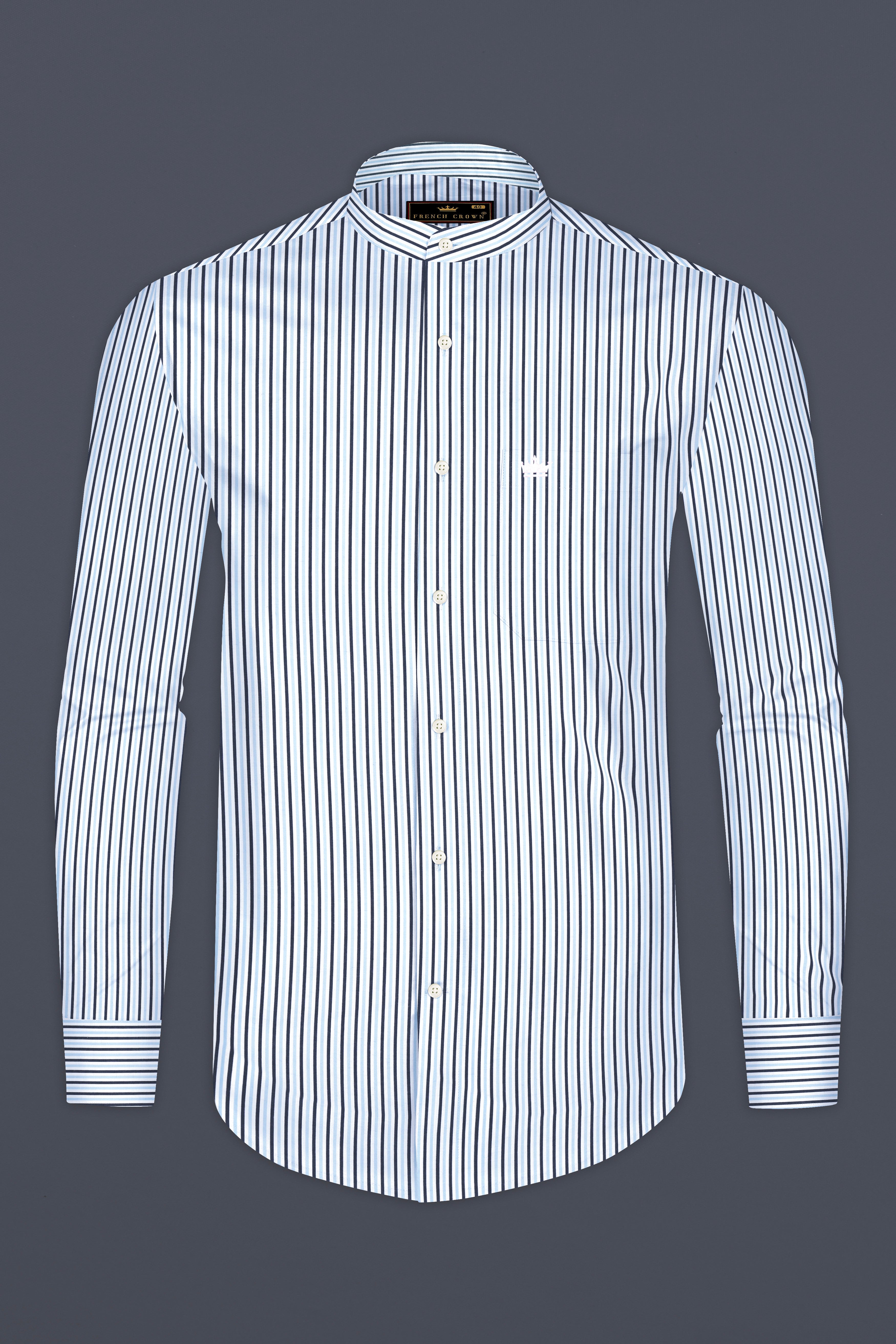 Periwinkle Blue Striped Premium Cotton Shirt