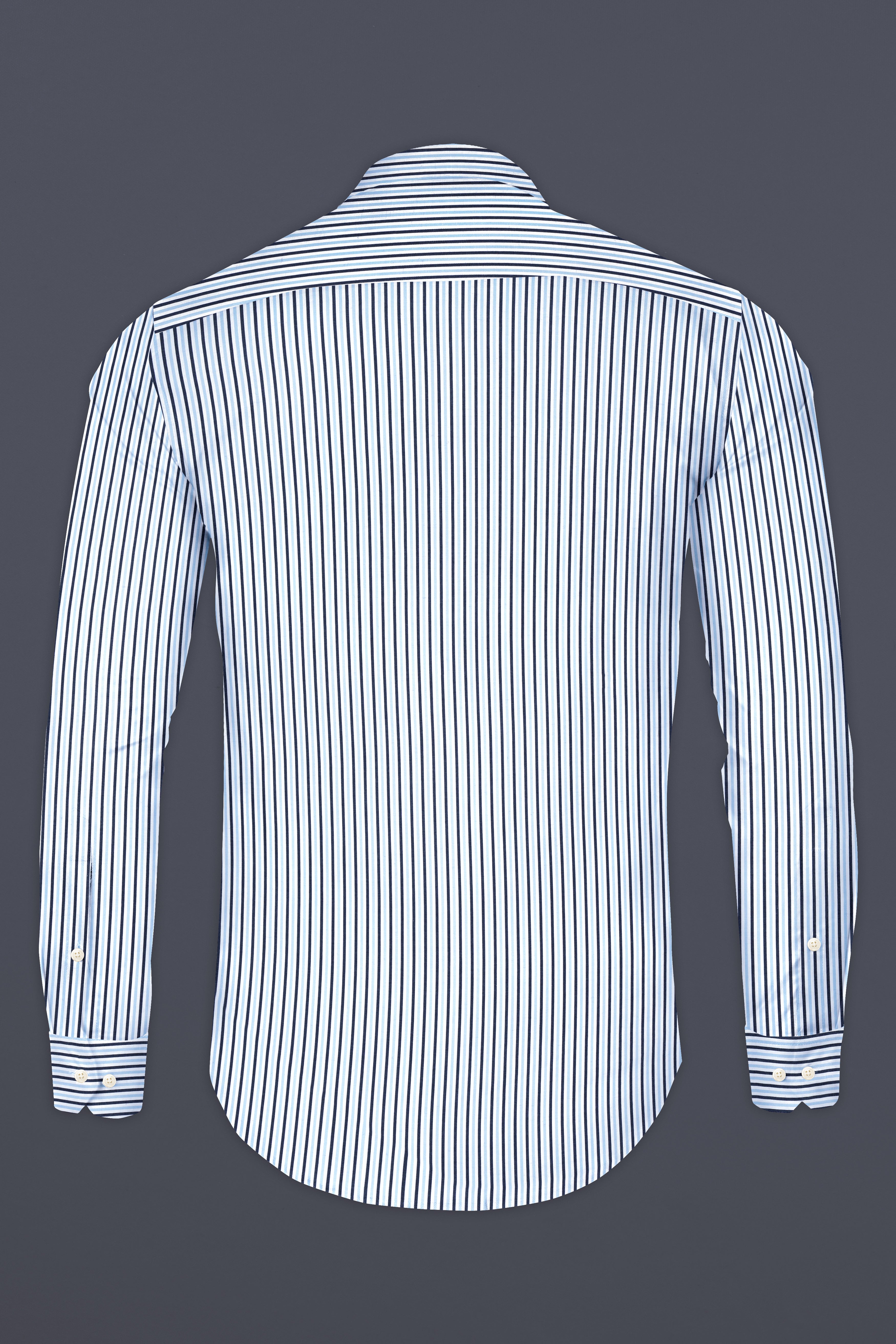 Periwinkle Blue Striped Premium Cotton Shirt