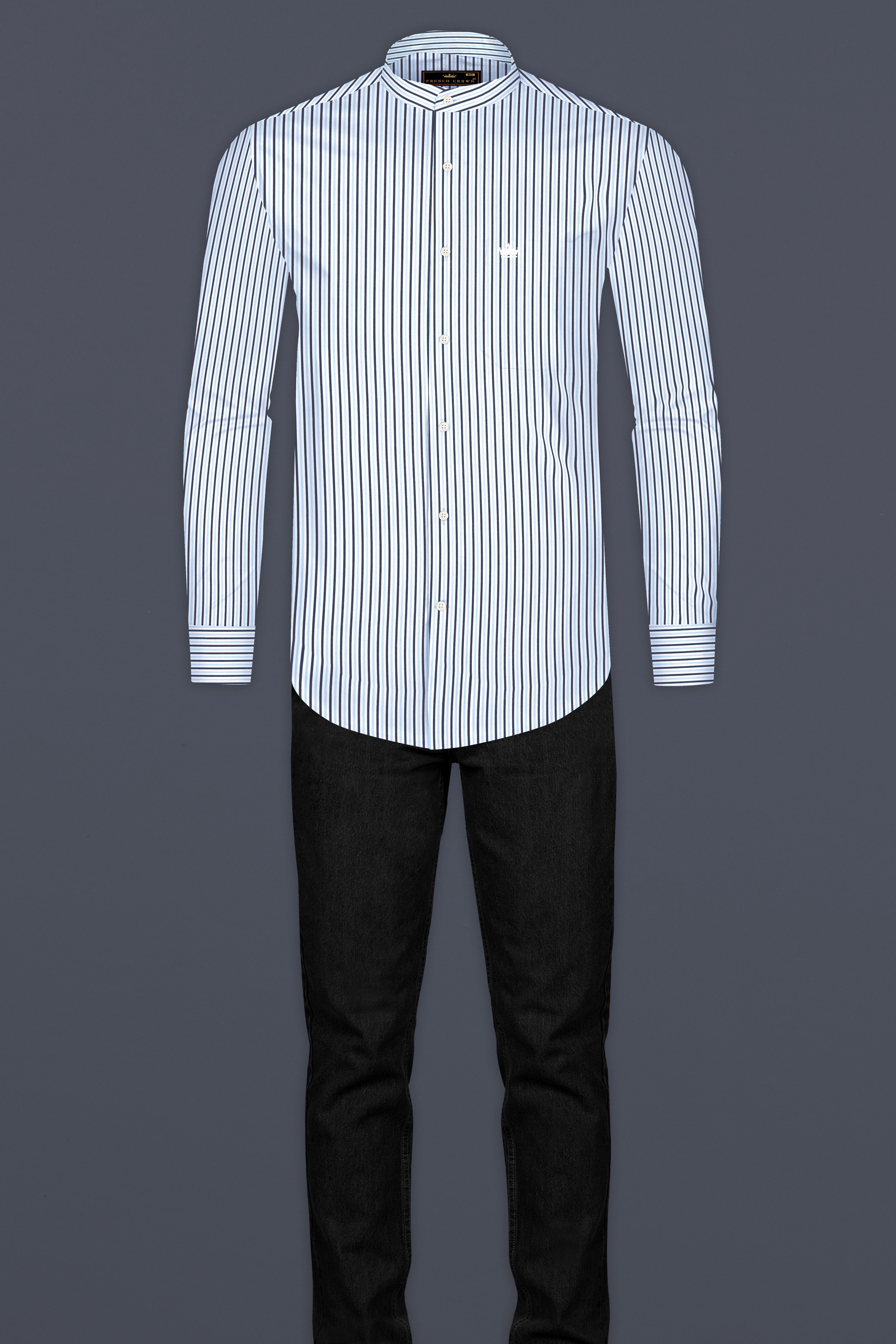 Periwinkle Blue Striped Premium Cotton Shirt