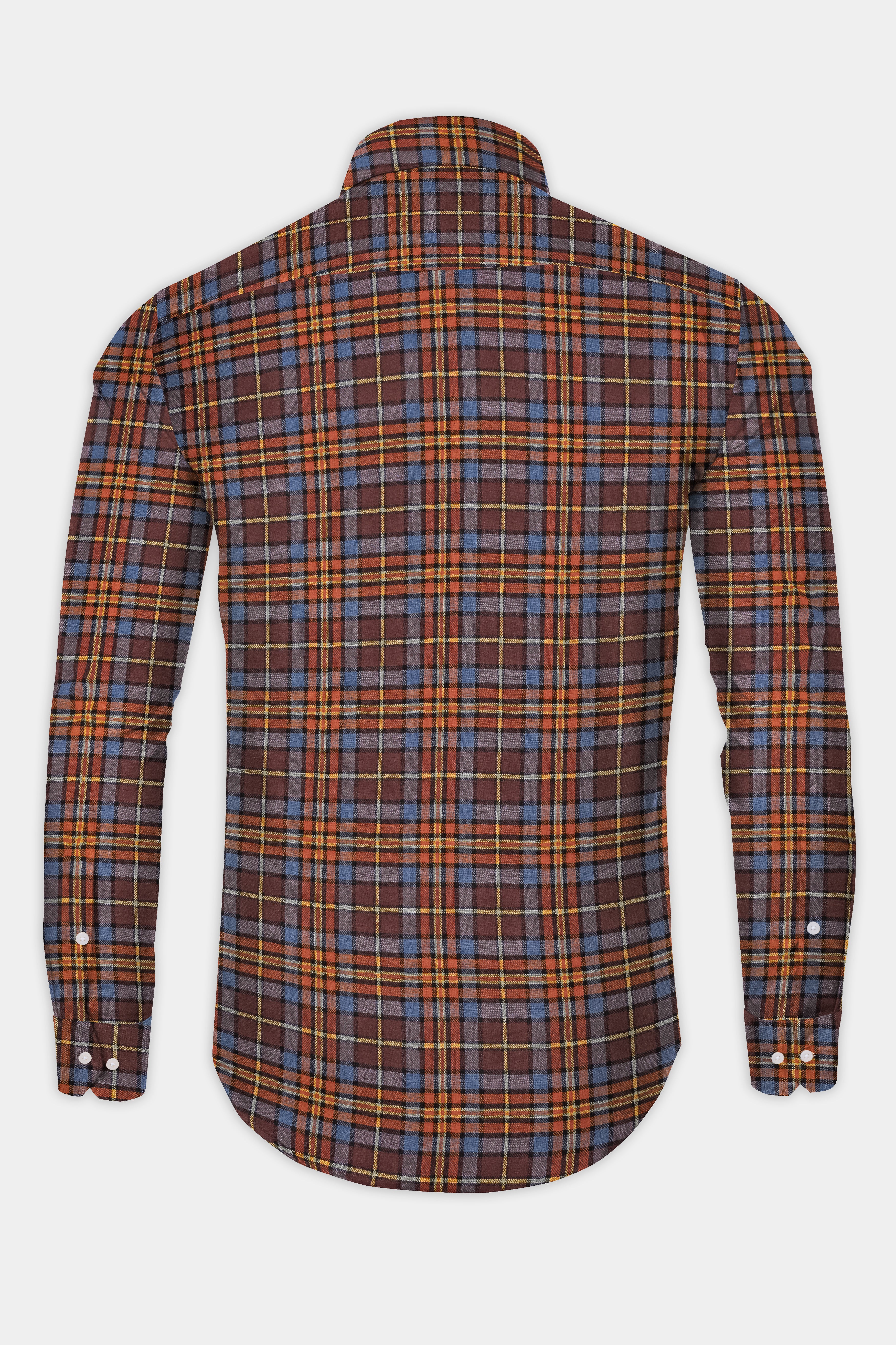 Metallic Copper with Orange Plaid Flannel Shirt