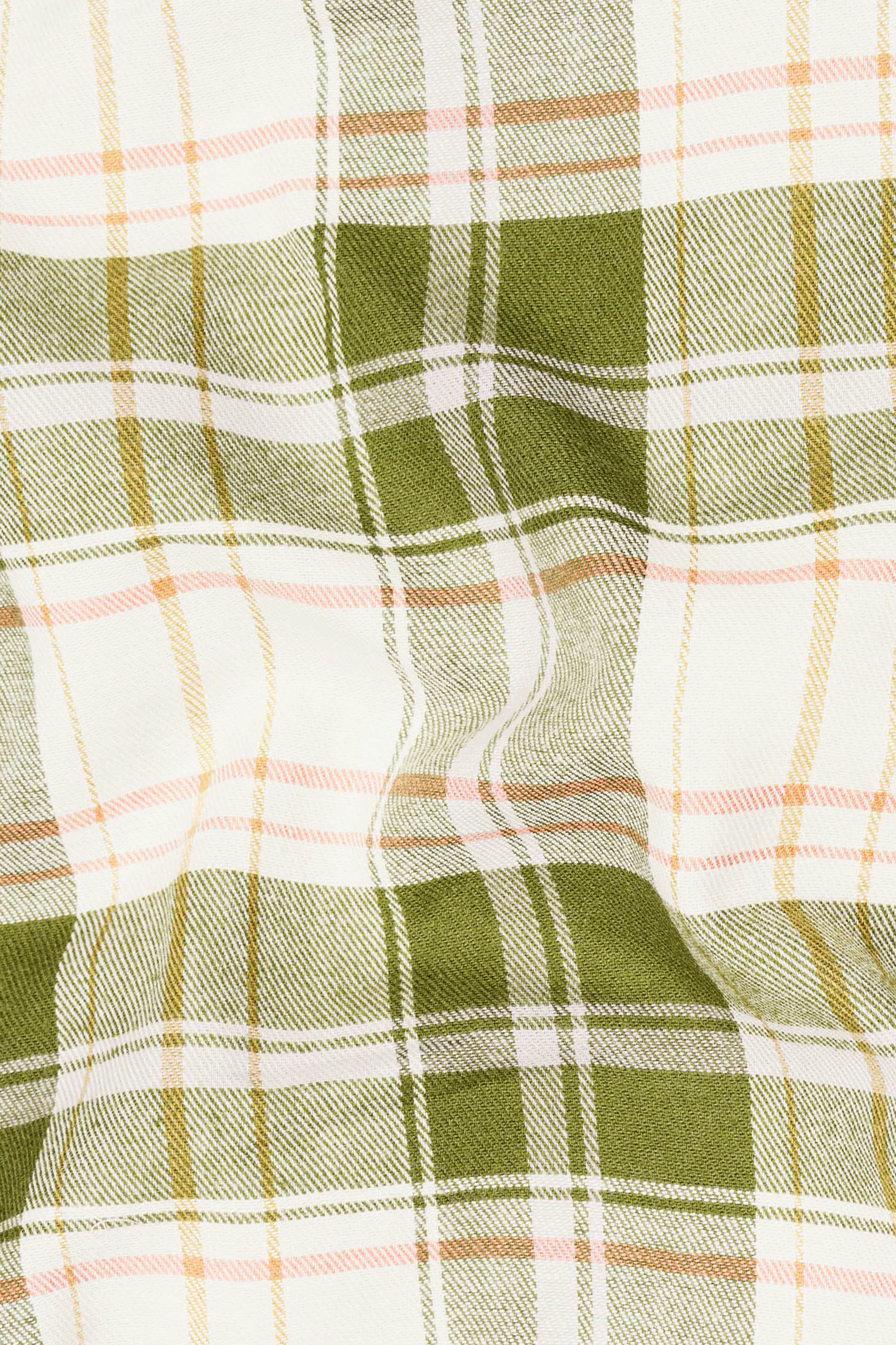 Moccasin Green and White Plaid Flannel Shirt