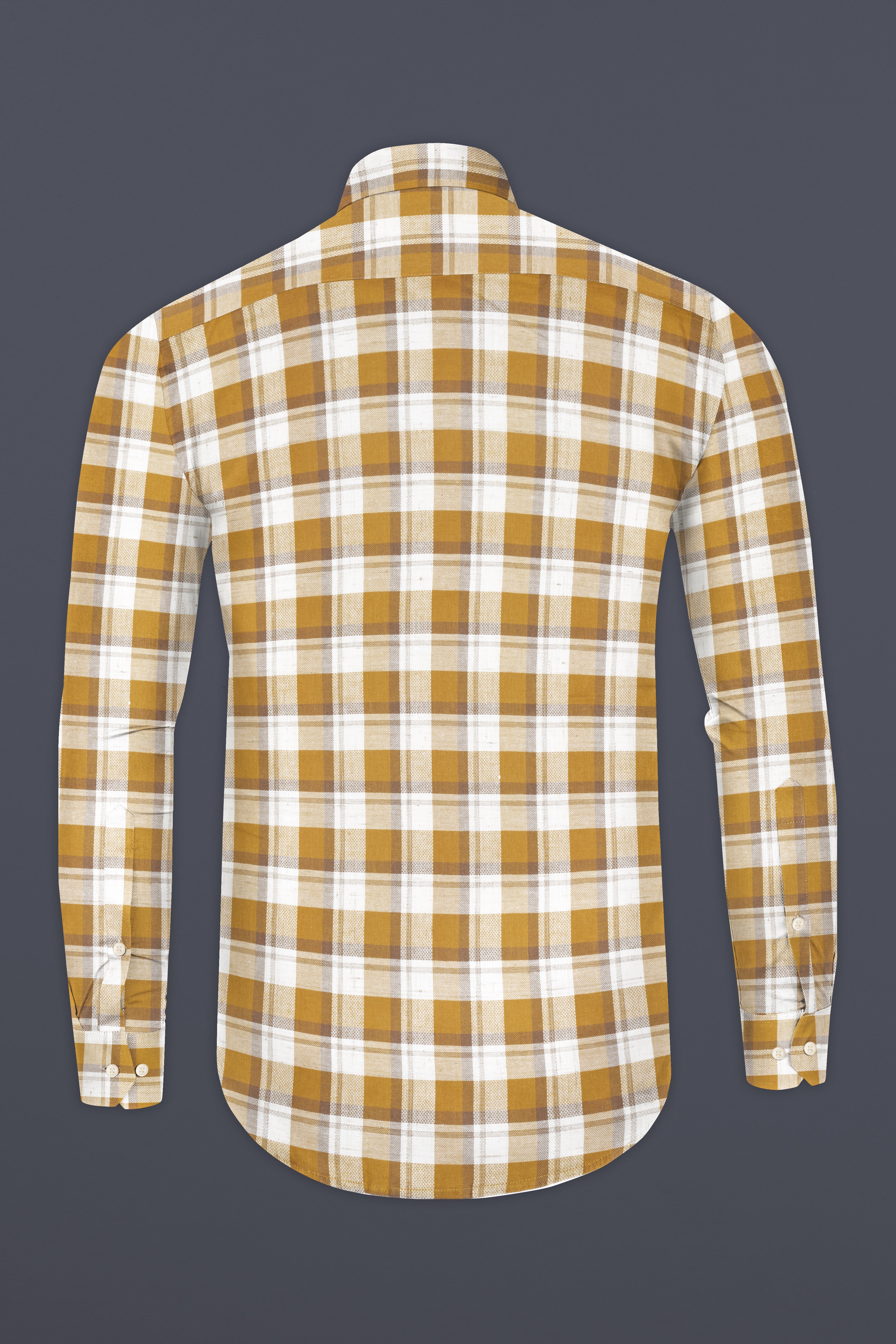 Casablanca Brown with Bright White Plaid Dobby Textured Premium Giza Cotton Shirt