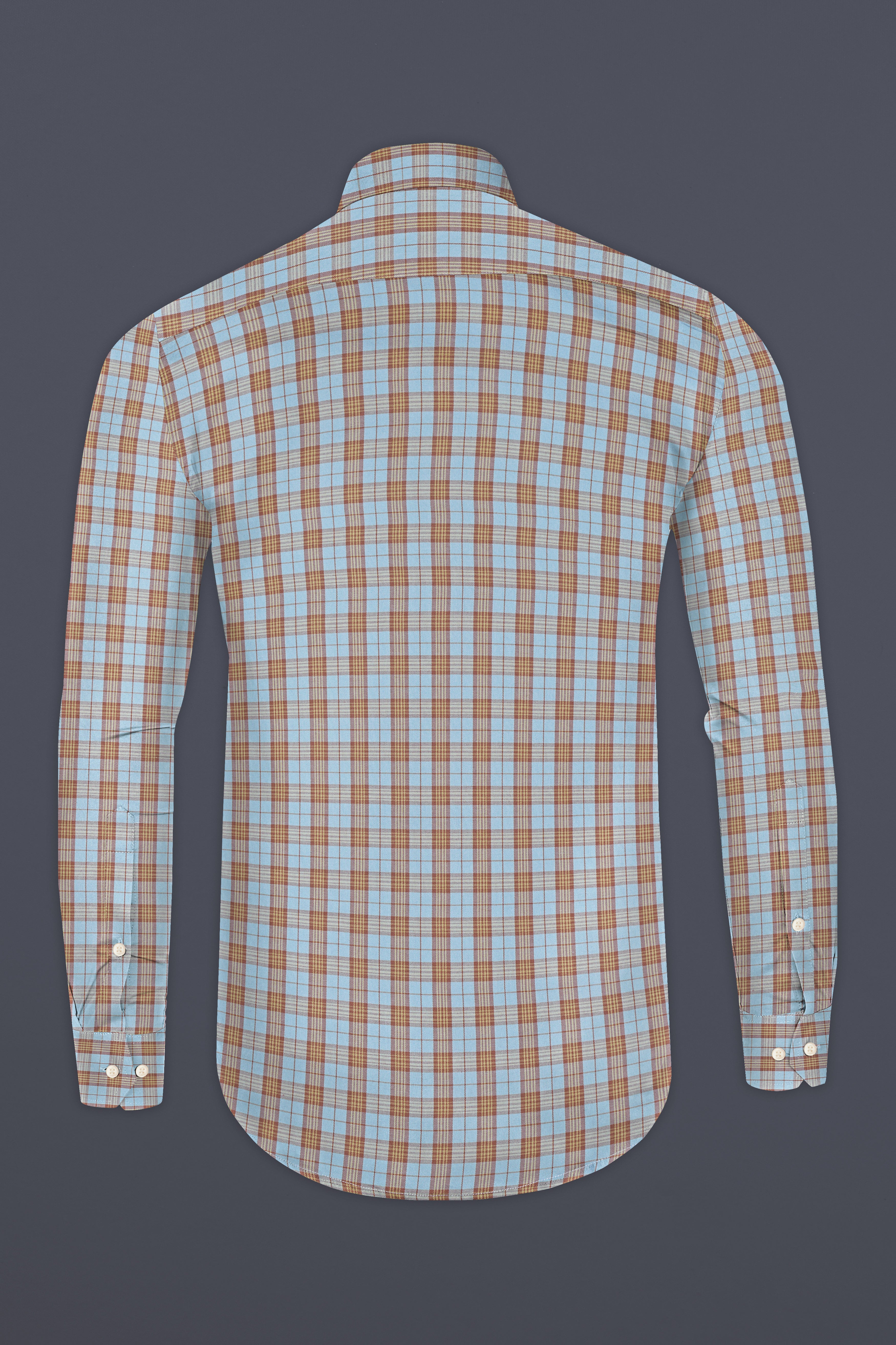 Cloudy Blue Plaid Twill Premium Cotton Shirt