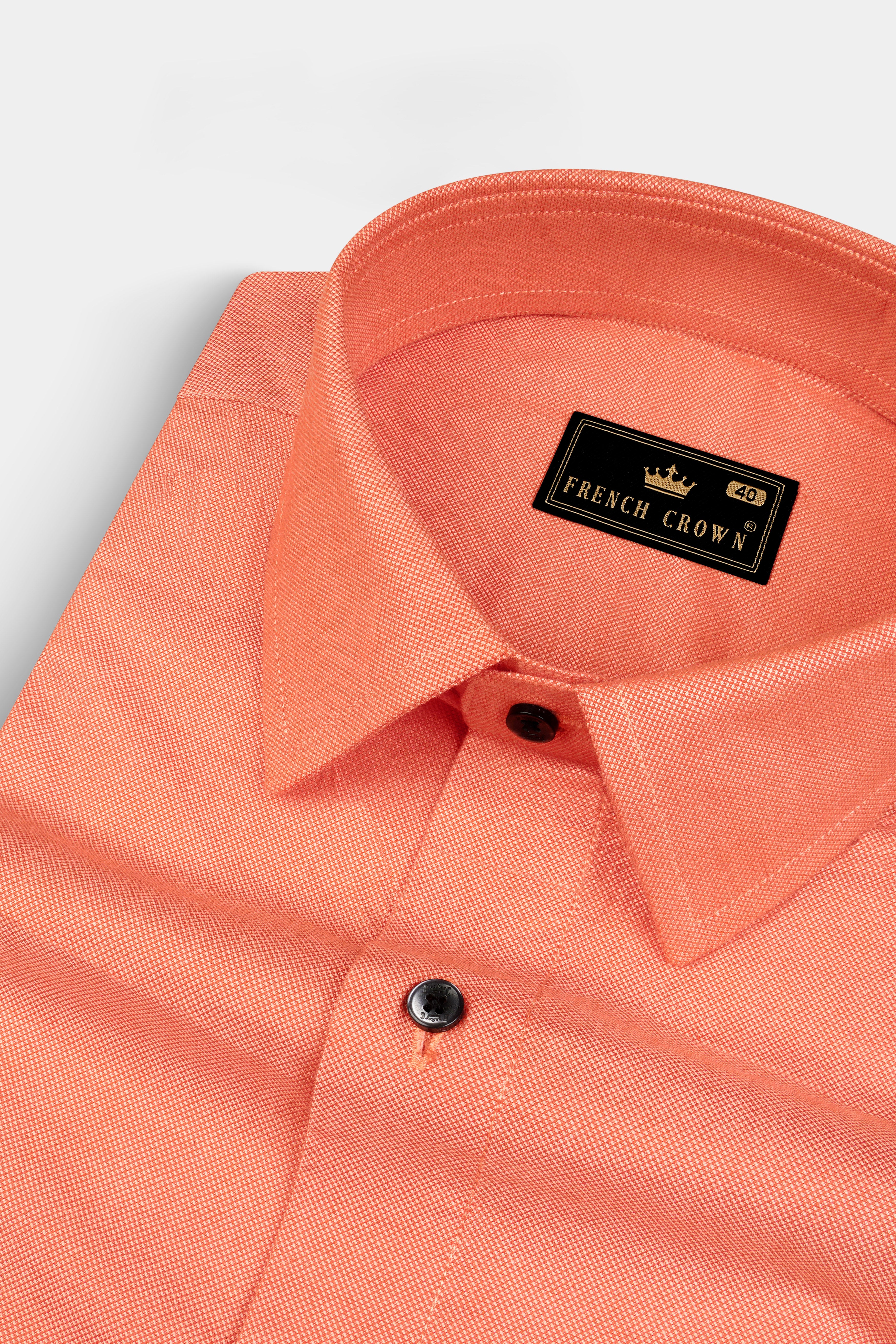 Light Salmon Dobby Textured Premium Giza Cotton Shirt