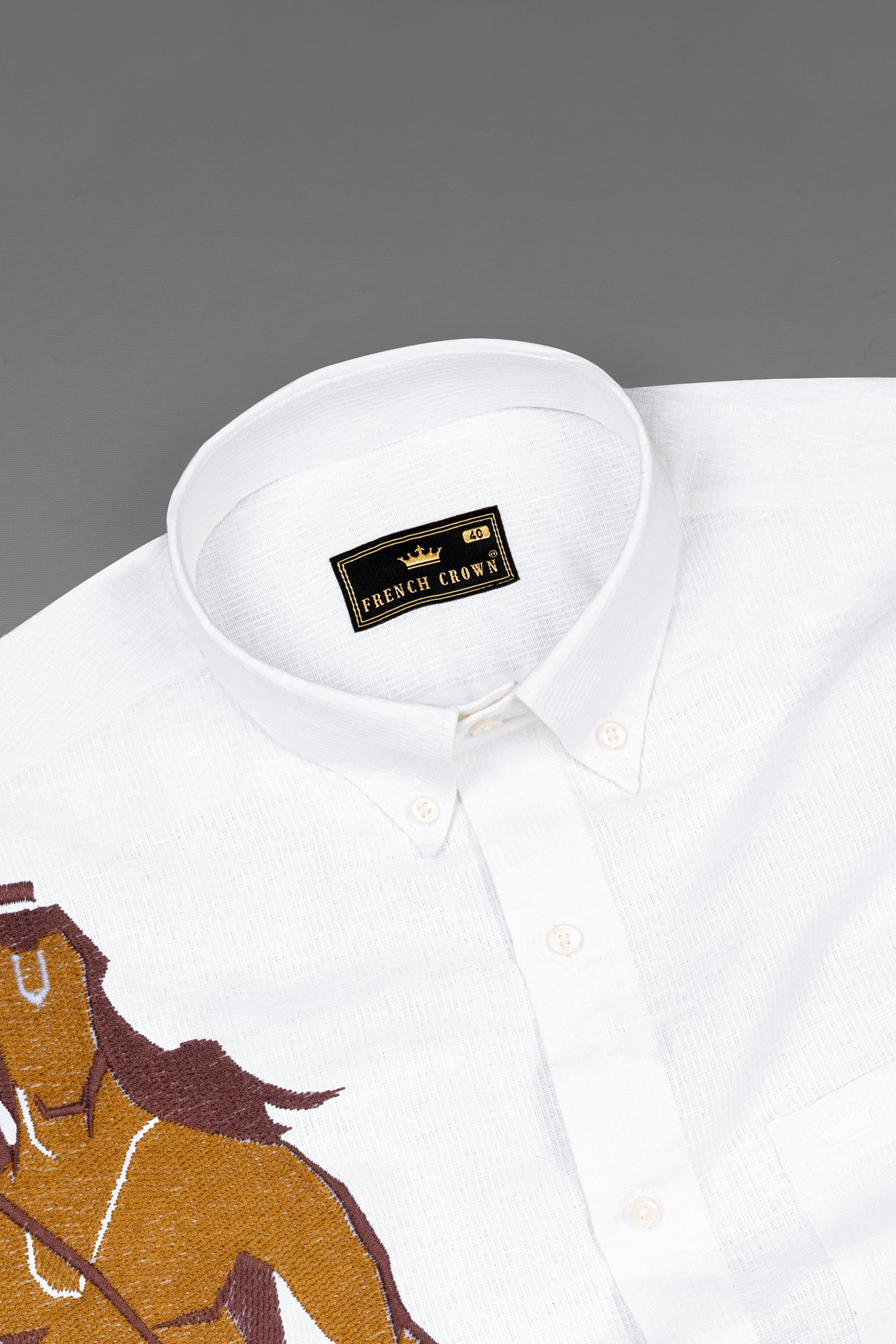 Bright White Lord Ram Embroidered Dobby Textured Premium Giza Cotton Designer Shirt