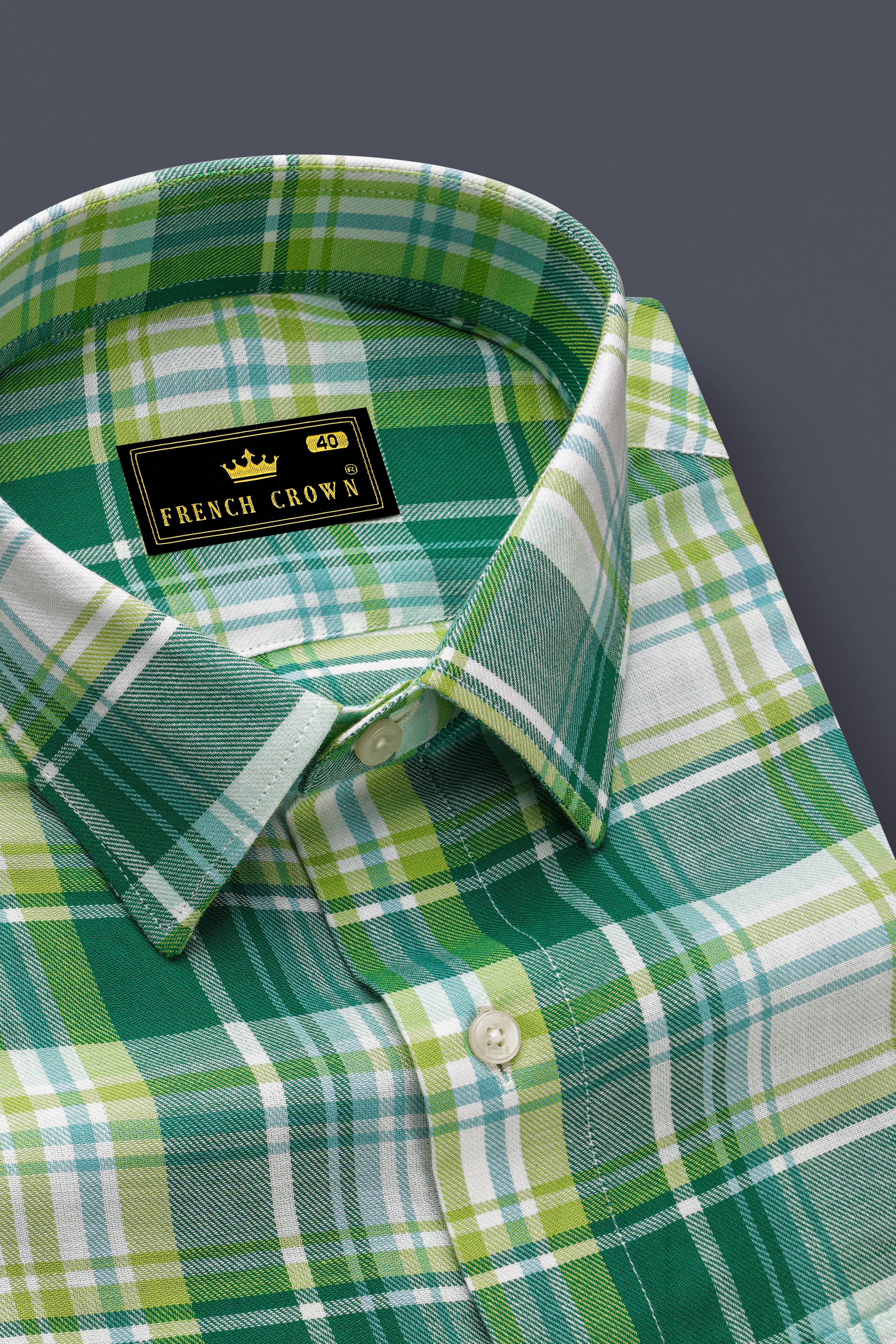 Eucalyptus Green and Light Sage Green Twill Plaid Premium Cotton Shirt