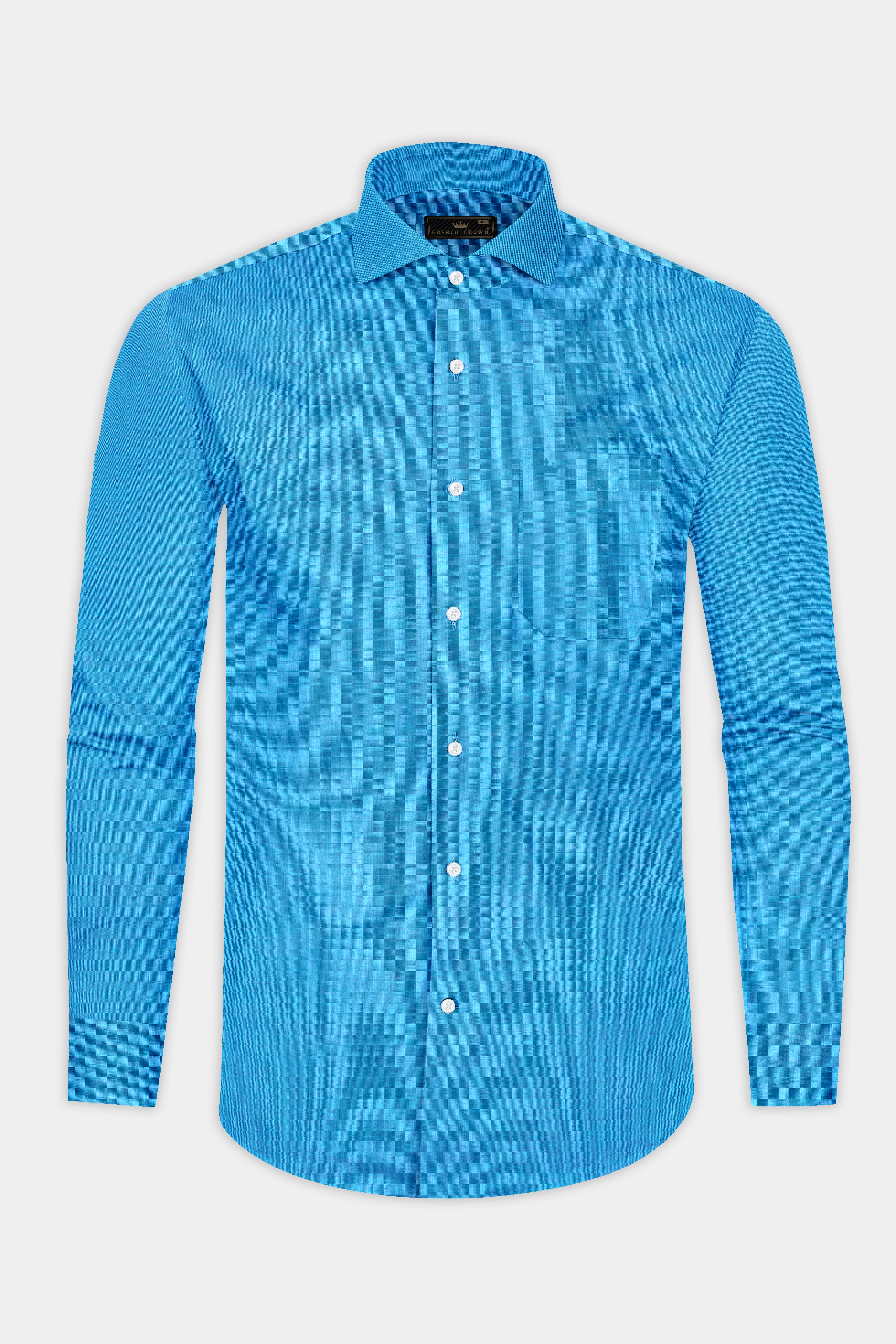 Pelorous Blue Chambray Premium Cotton Shirt