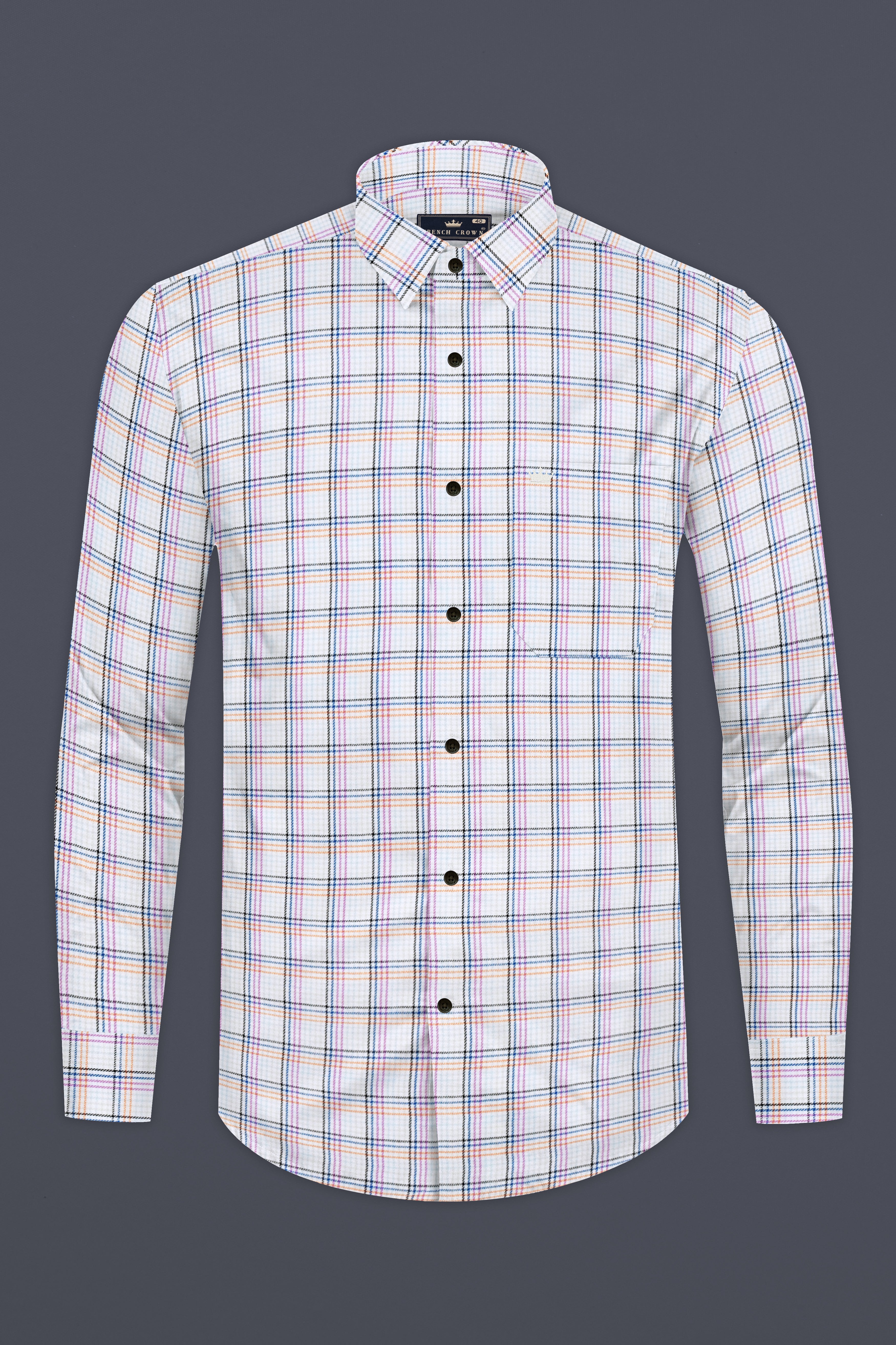 Dark Aqua White with Mariner Blue Twill Plaid Premium Cotton Shirt