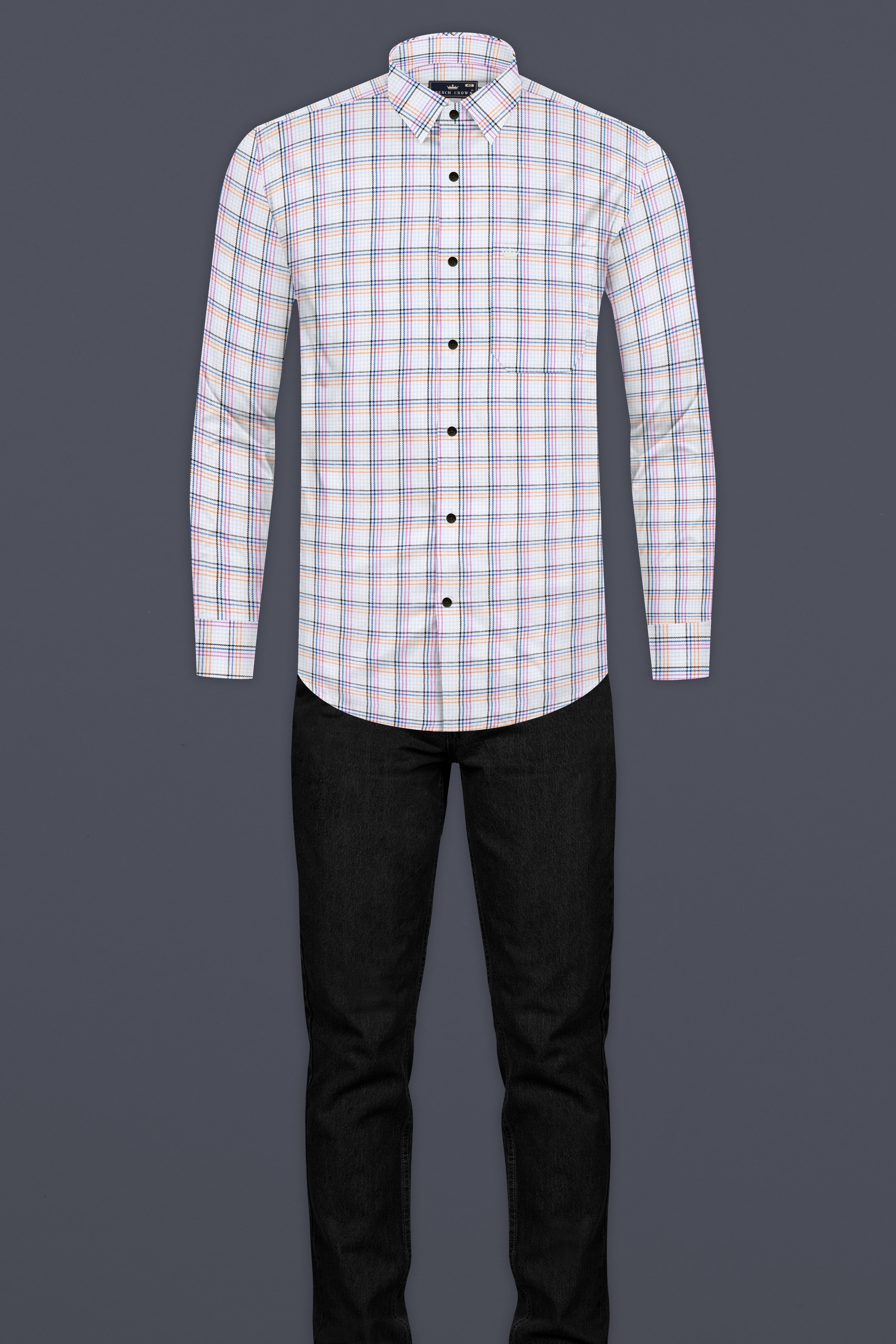 Dark Aqua White with Mariner Blue Twill Plaid Premium Cotton Shirt