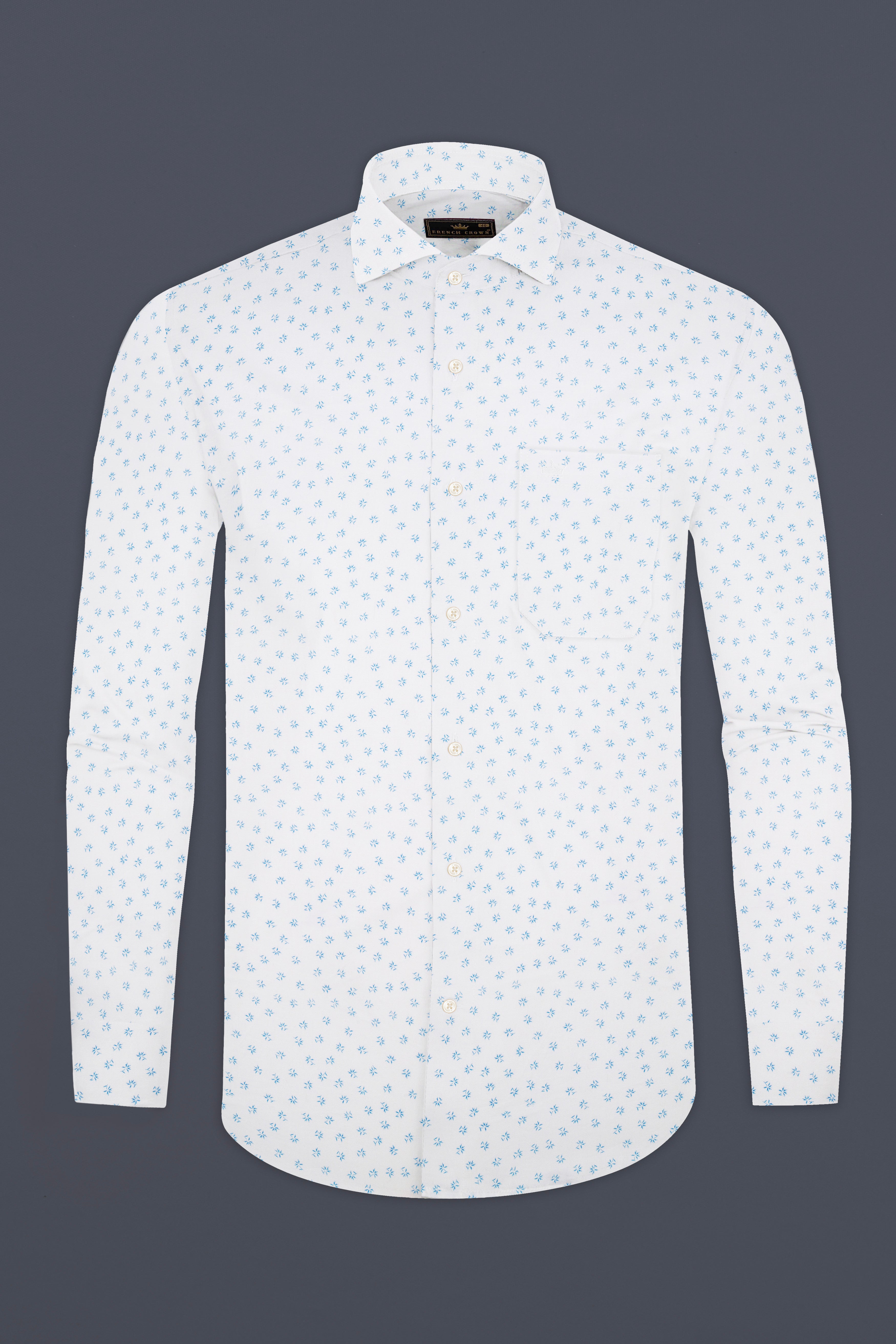 Bright White Leaves Printed Super Soft Premium Cotton Shirt