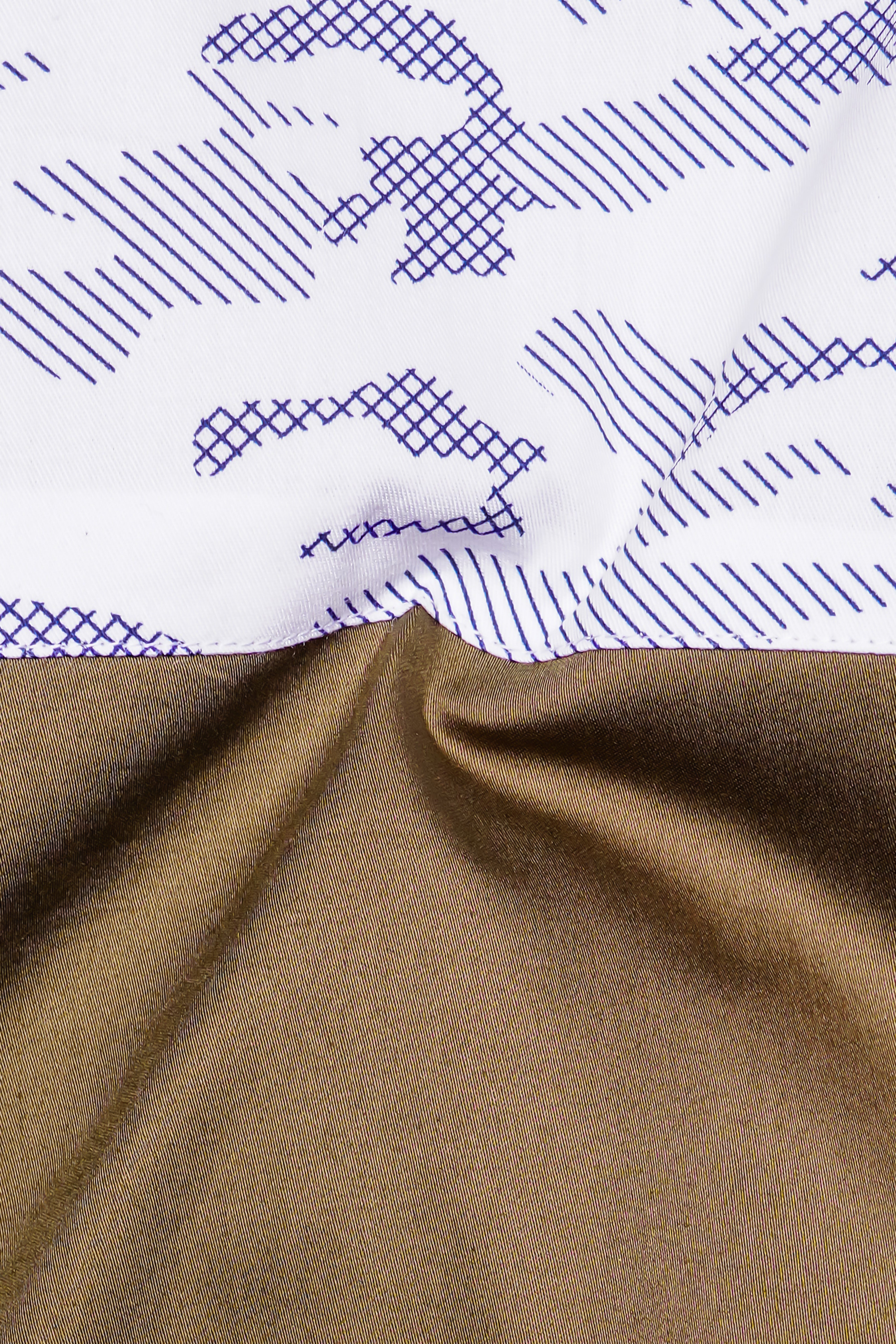 Hemlock Brown with Bright White Stitched Design Super Soft Premium Cotton Designer Shirt.