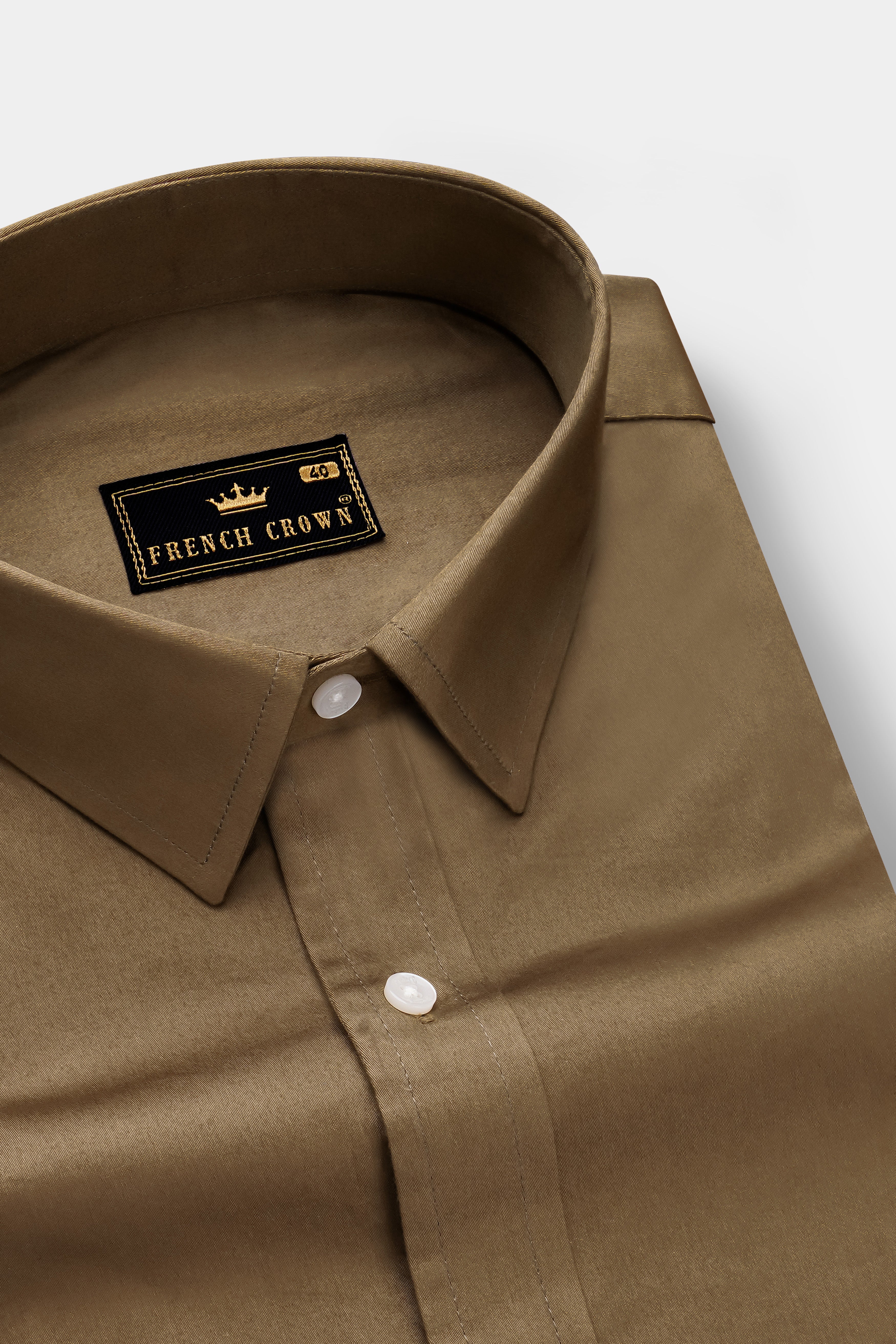 Hemlock Brown with Bright White Stitched Design Super Soft Premium Cotton Designer Shirt.