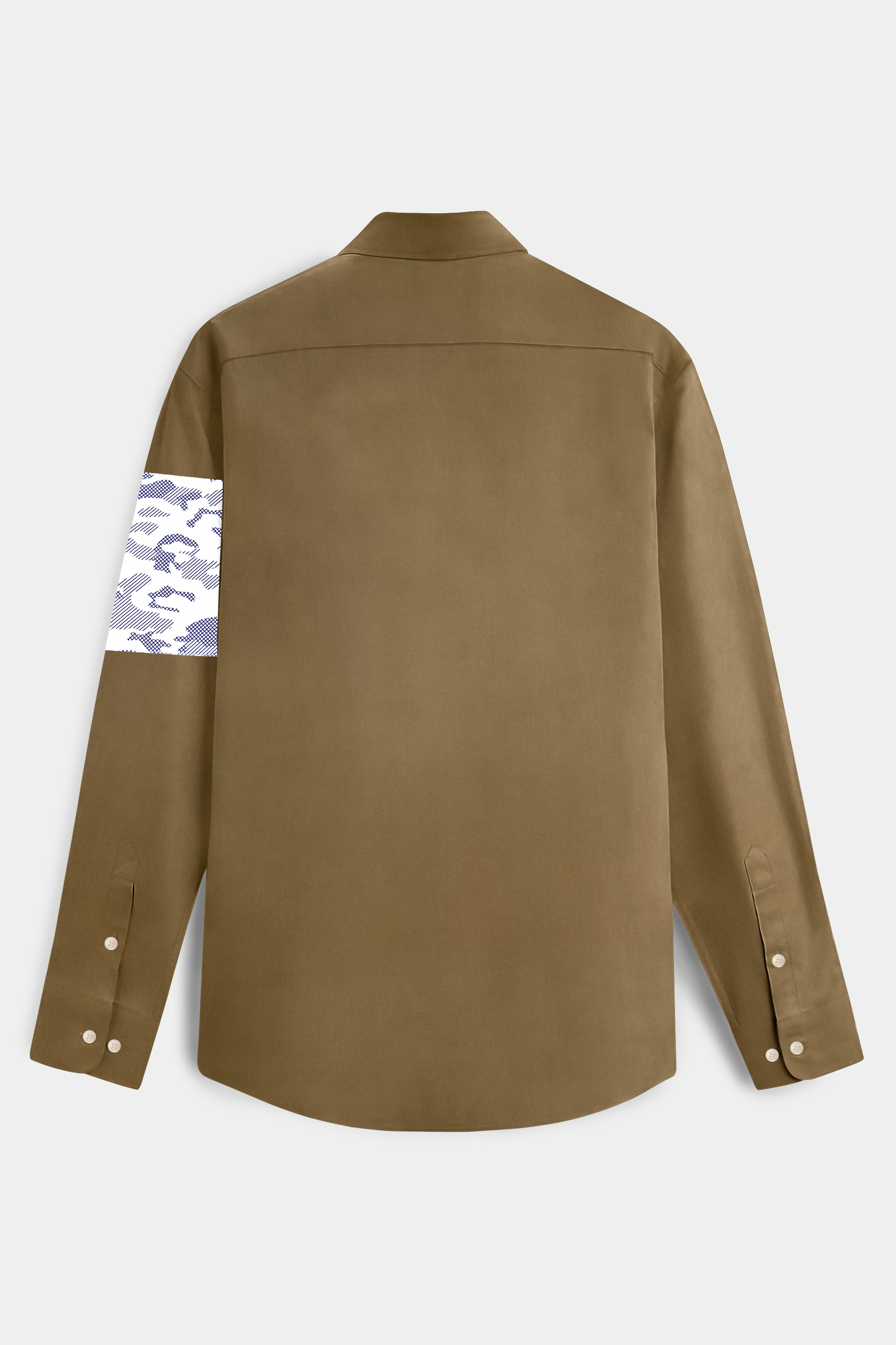 Hemlock Brown with Bright White Stitched Design Super Soft Premium Cotton Designer Shirt.