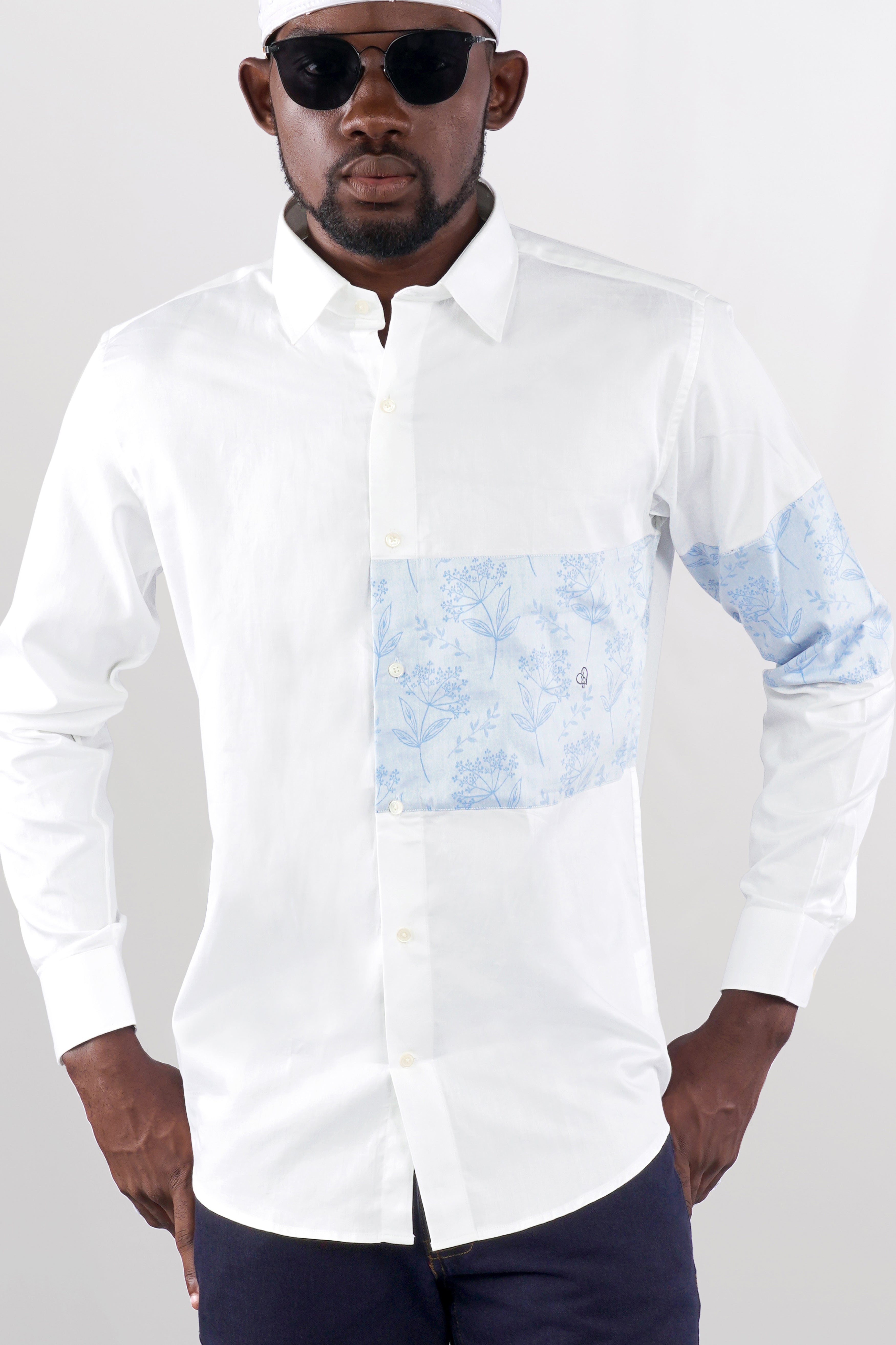 Bright White Jacquard Textured Premium Giza Cotton Designer Shirt