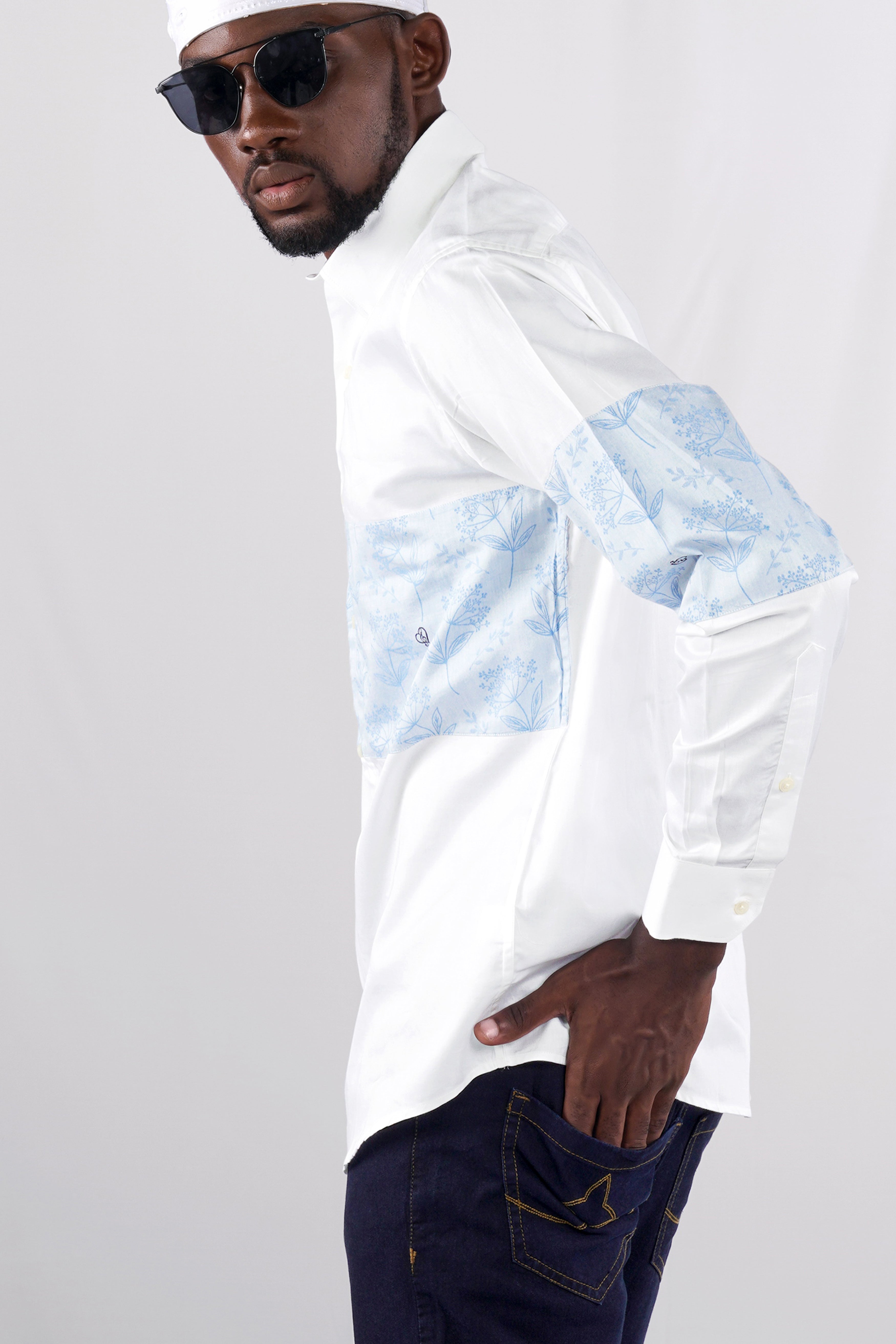 Bright White Jacquard Textured Premium Giza Cotton Designer Shirt