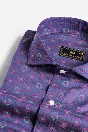 Twilight Blue Hexagon Jacquard Textured Premium Giza Cotton Shirt