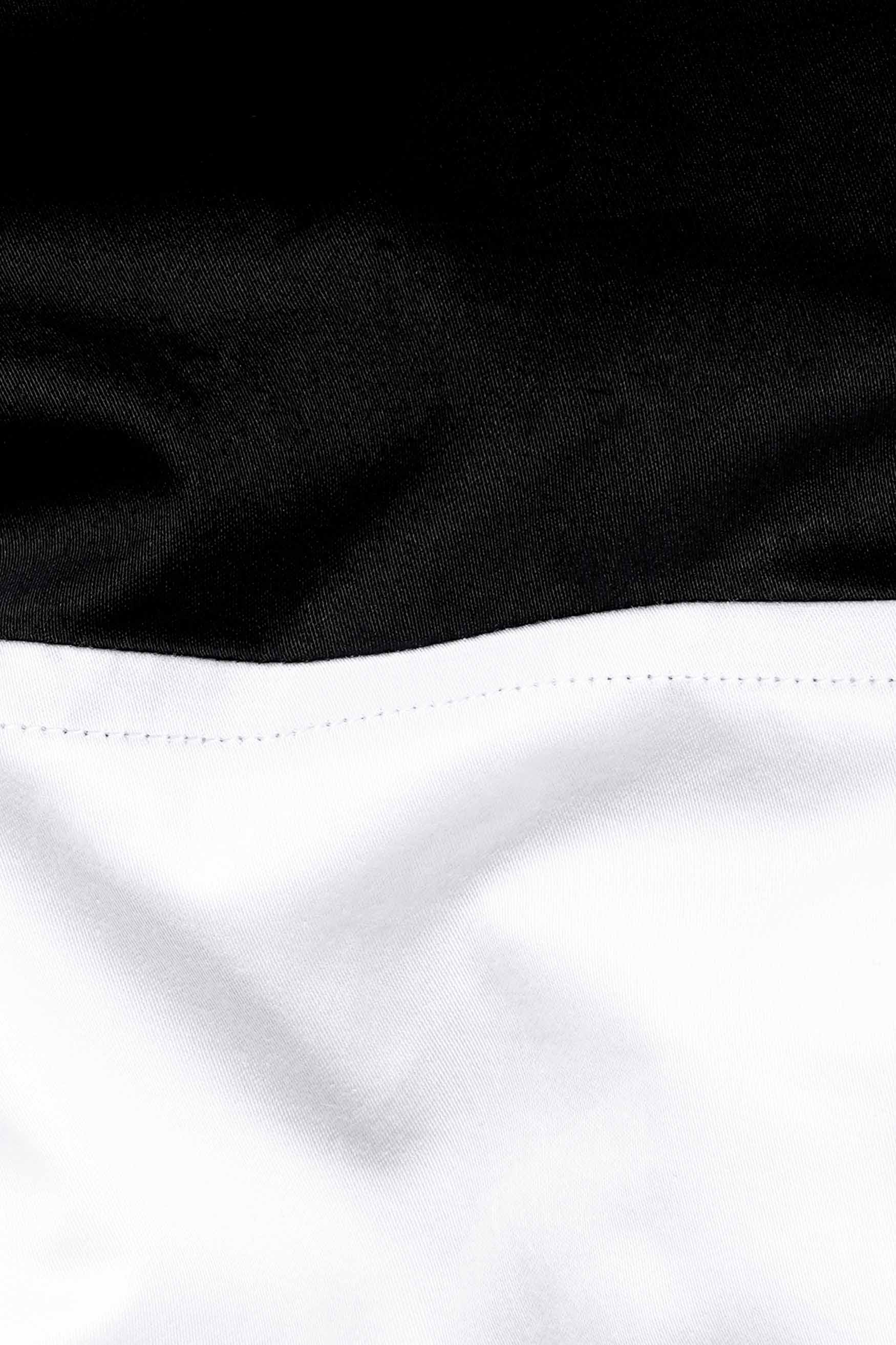 Jade Black Subtle Sheen and White Super Soft Premium Cotton Designer Shirt