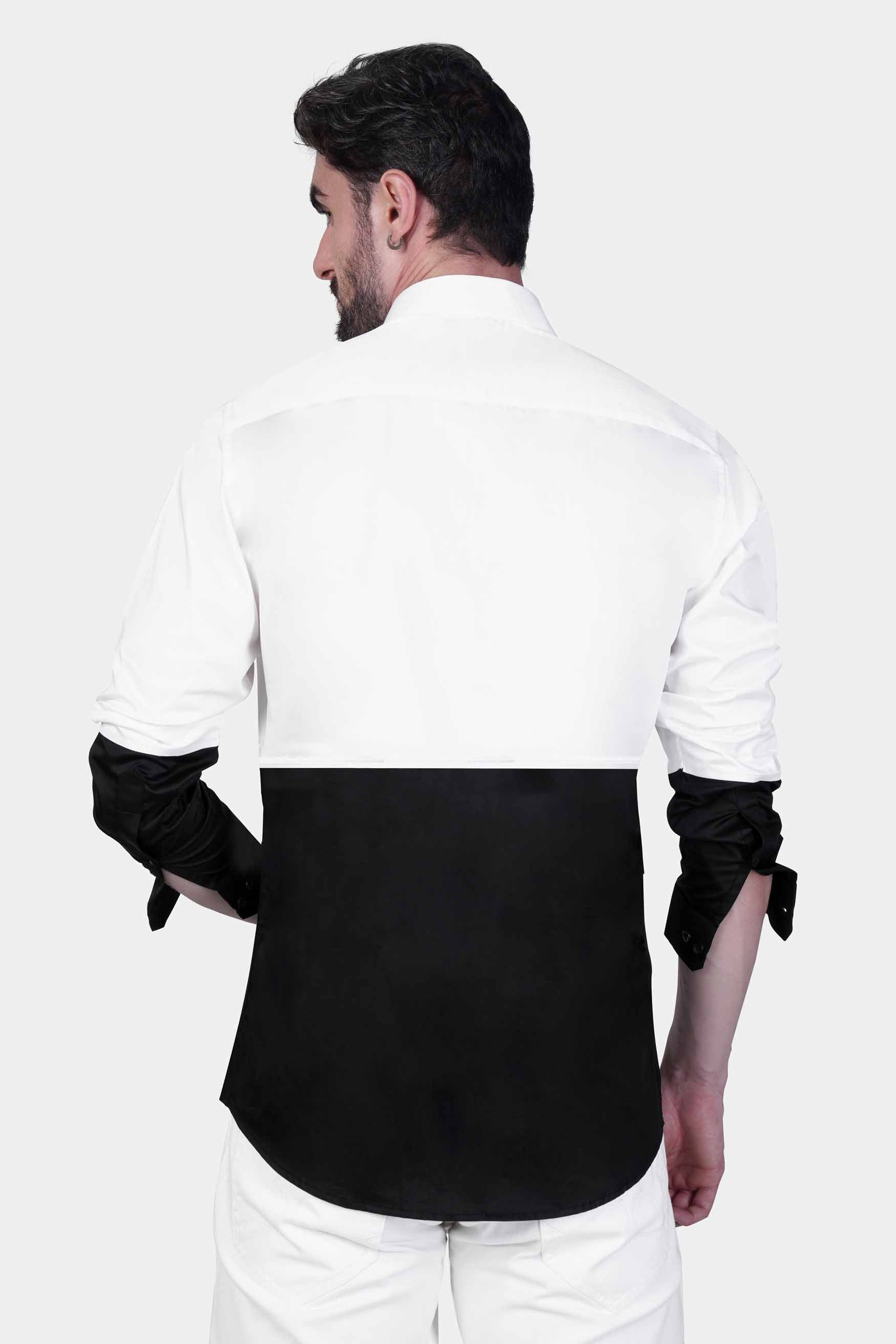 Jade Black Subtle Sheen and White Super Soft Premium Cotton Designer Shirt