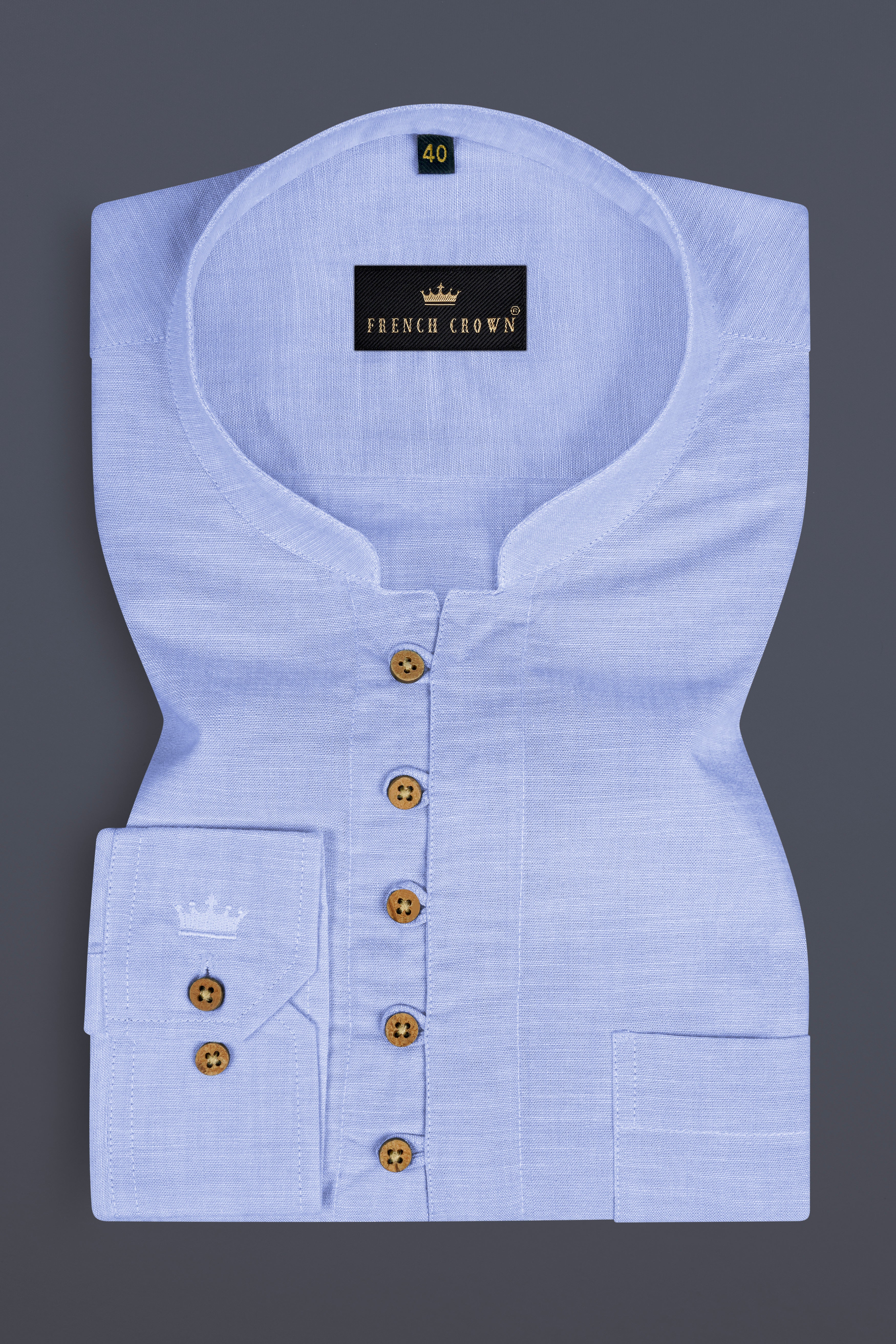 Light Periwinkle Blue Luxurious Linen Kurta Shirt