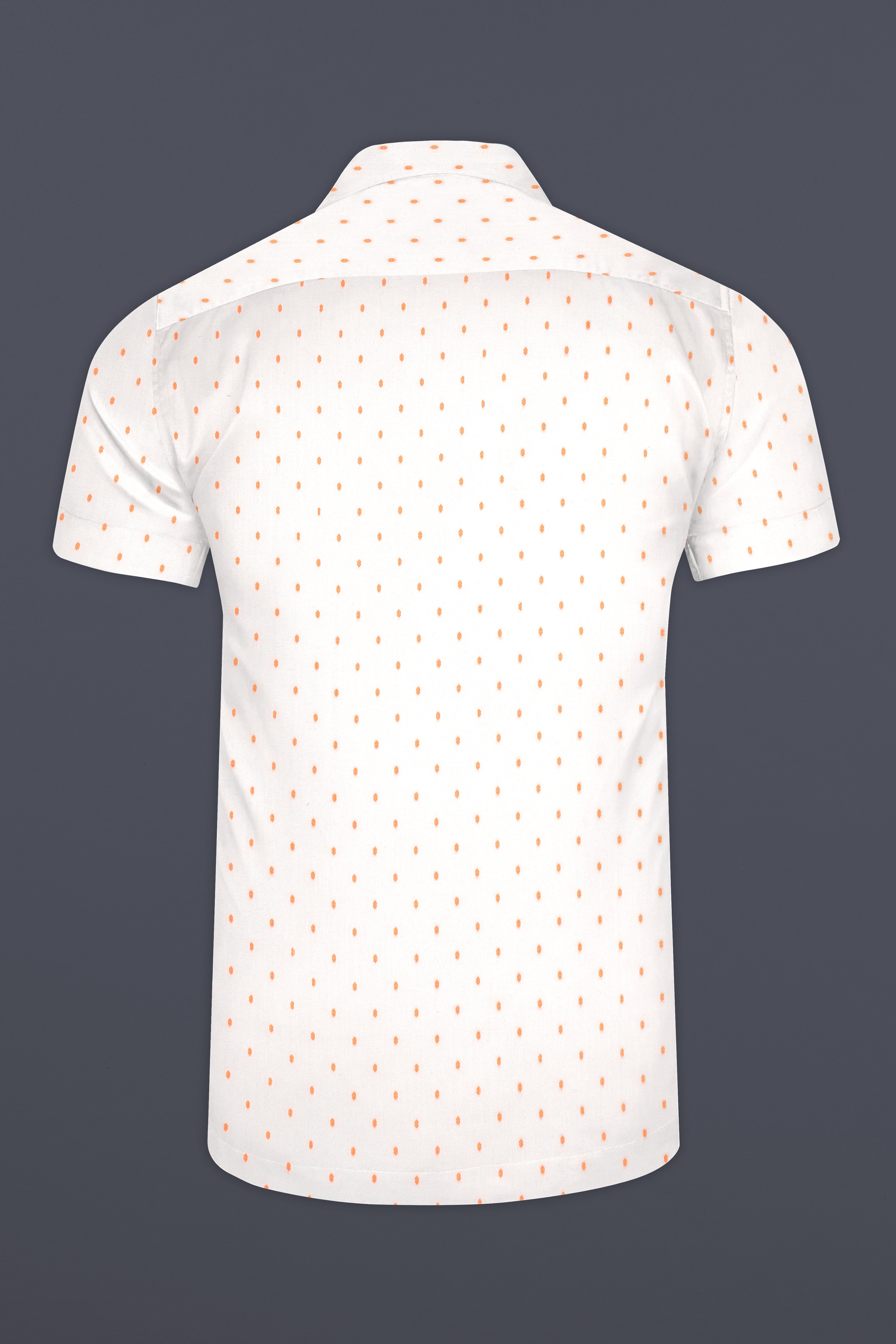 Bright White And Pale Salmon Dobby Textured Premium Giza Cotton Shirt