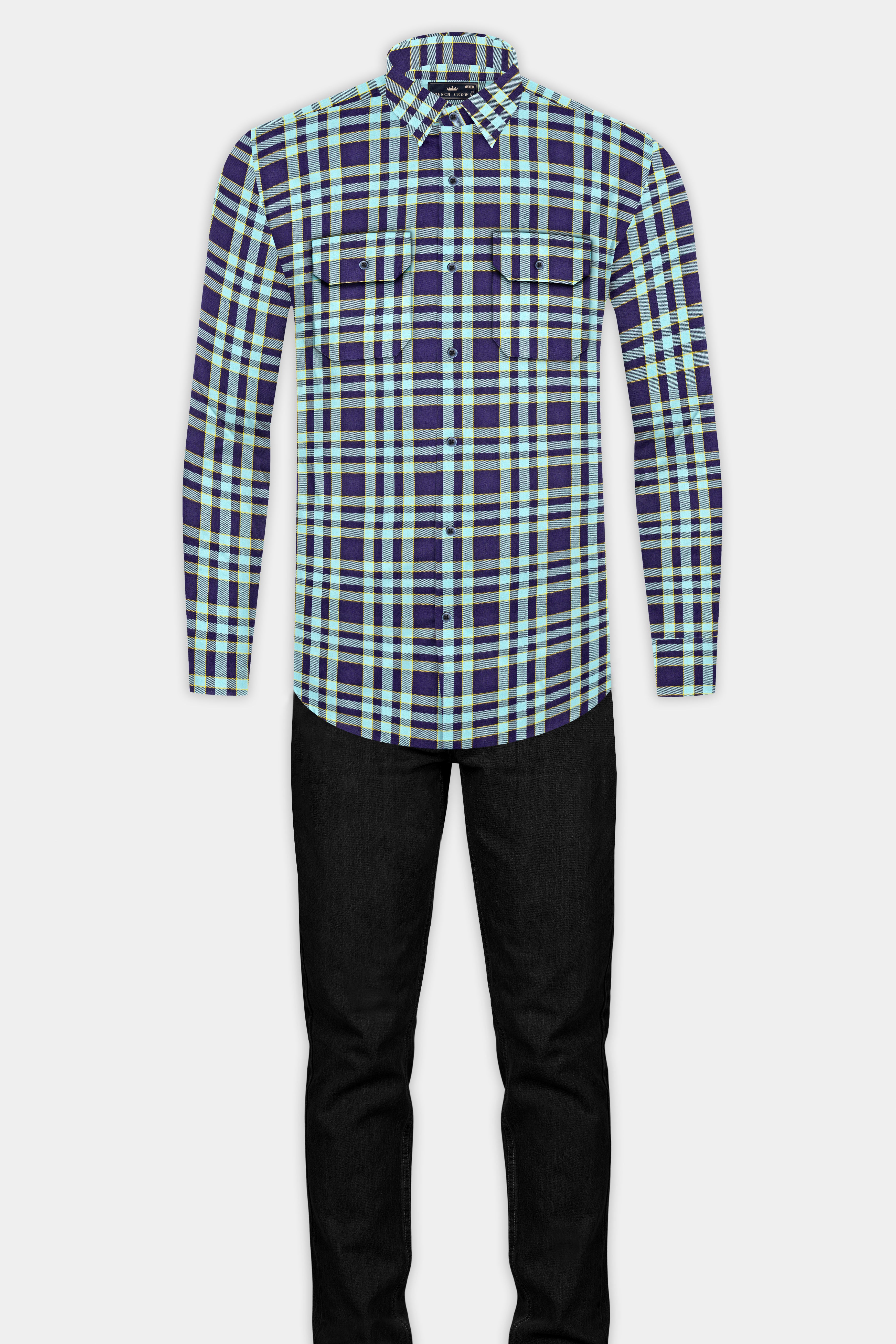 Aqua Island with Bleached Cedar Plaid Twill Overshirt/Shacket