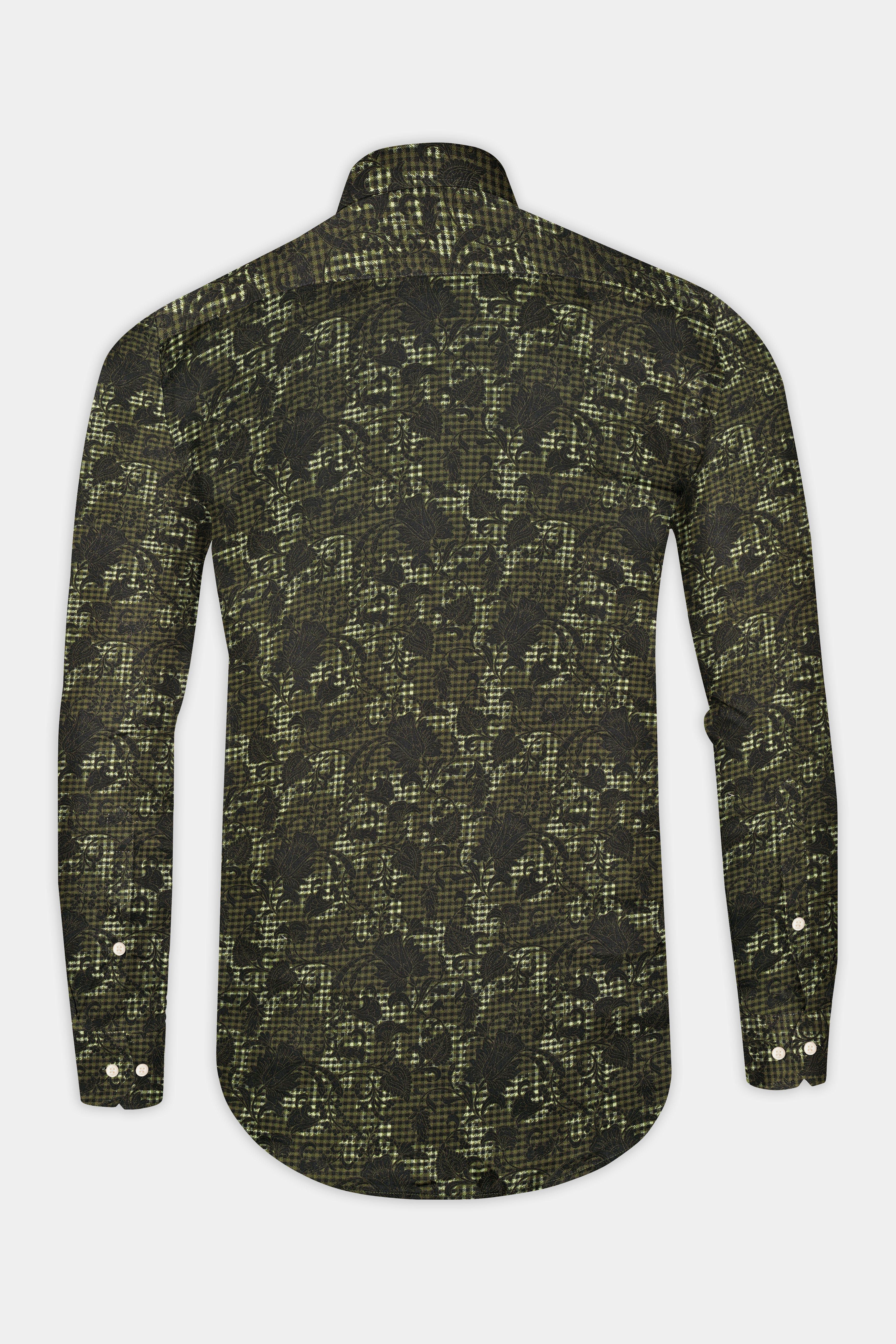 Woodland Green and Cinder Black Damask Textured Super Soft Premium Cotton Shirt