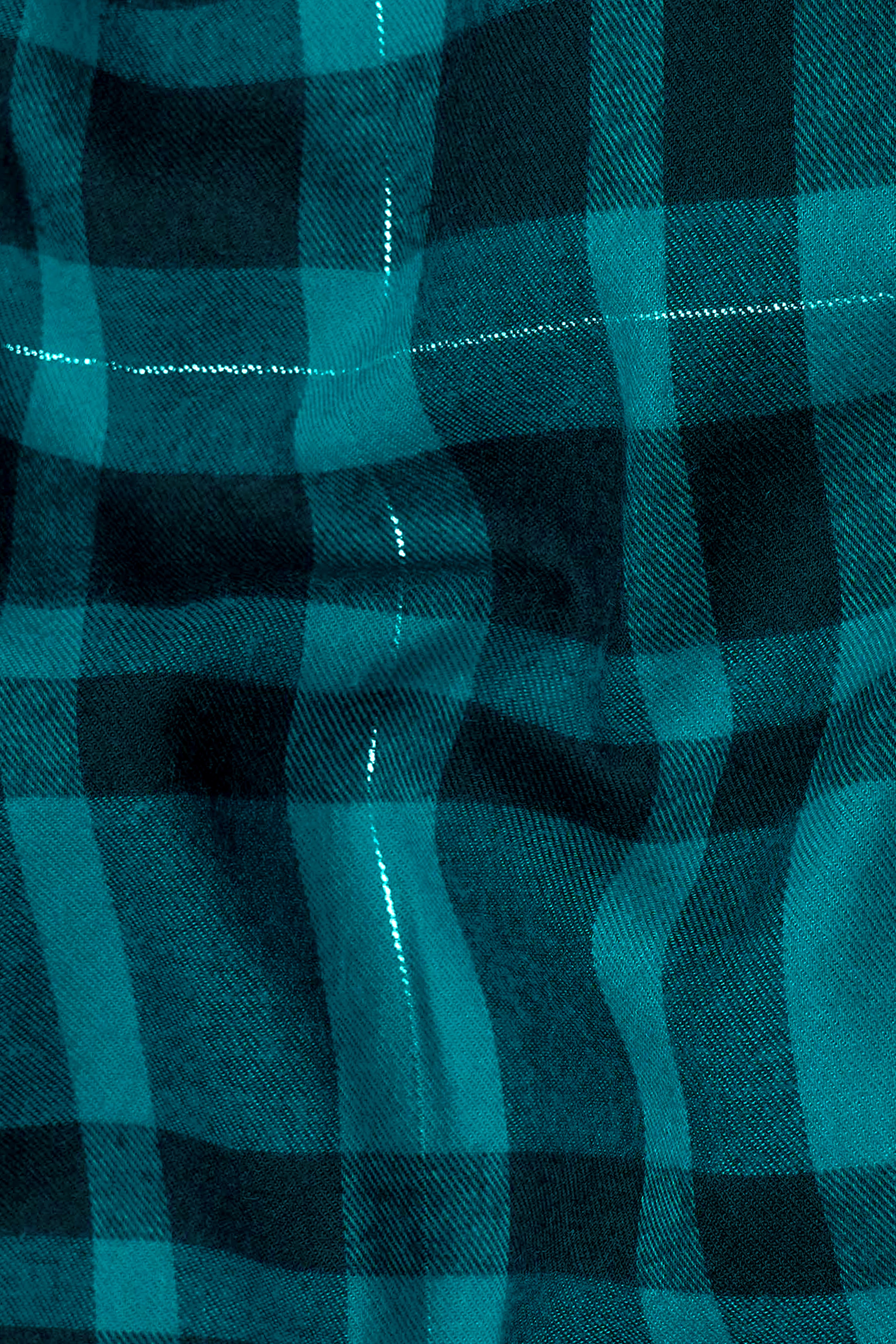 Deep Aqua and Cinder Plaid Flannel Shirt