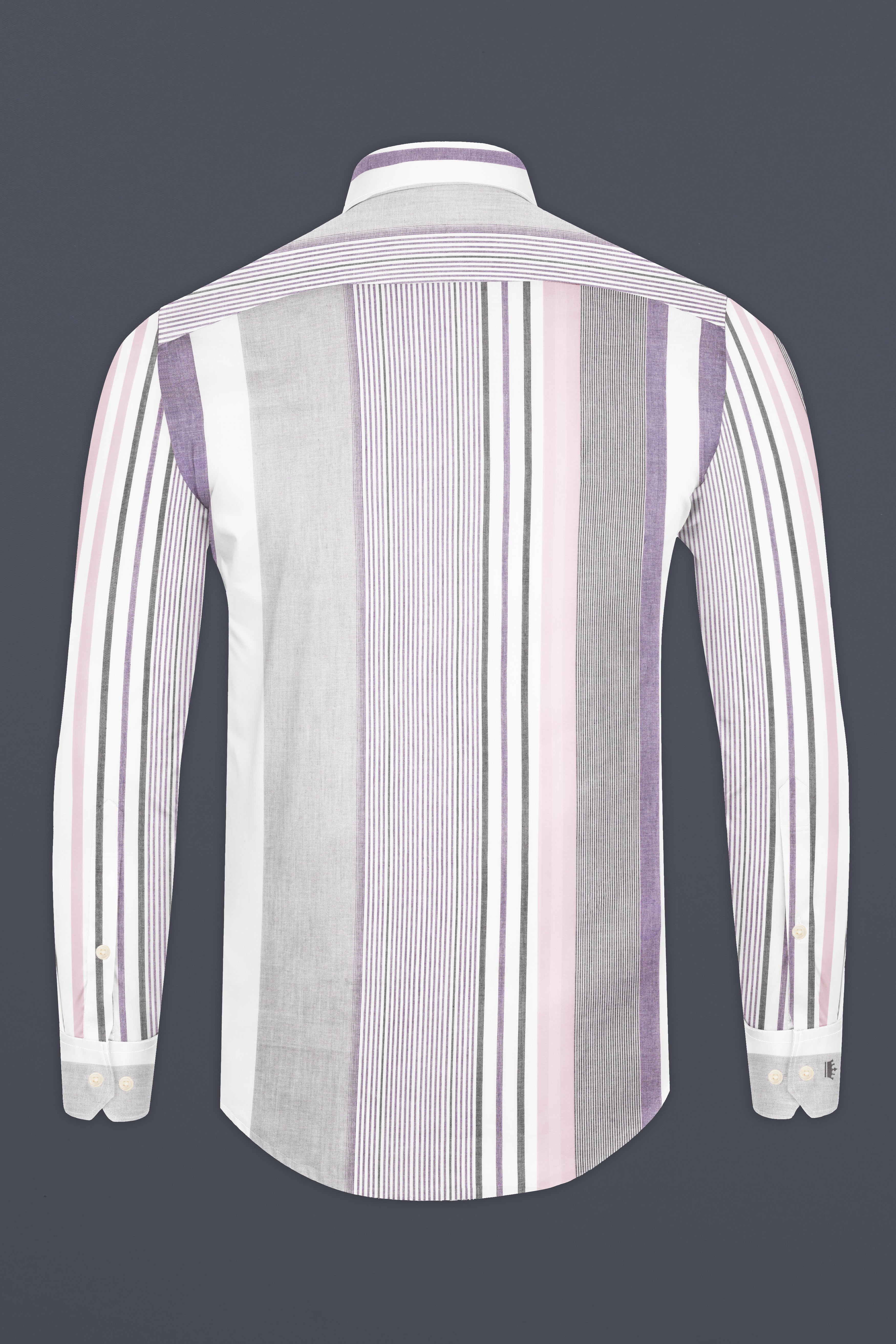 Celeste Gray with Opera Mauve Striped Premium Cotton Shirt