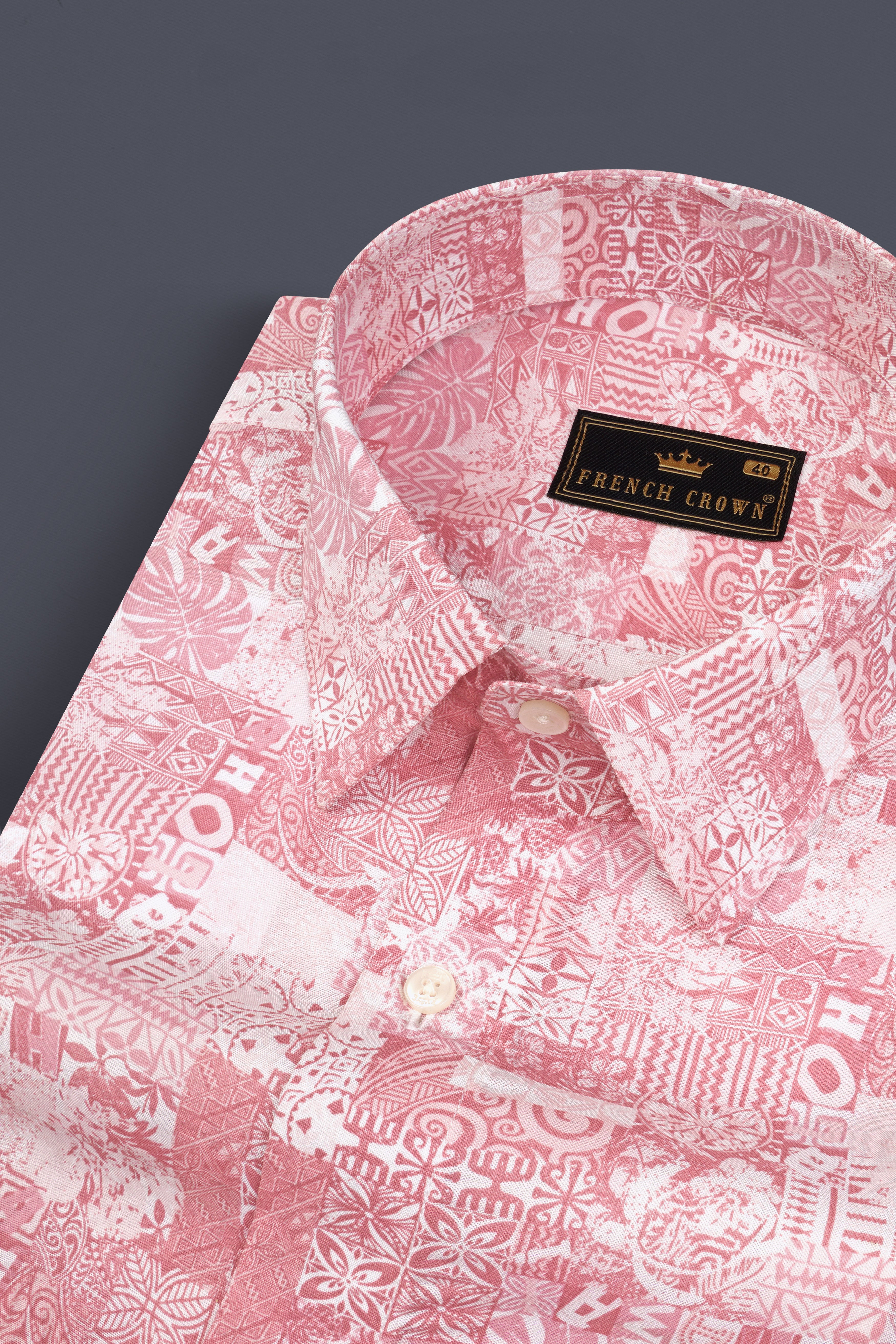 Froly Pink Tribal Printed Premium Cotton Shirt