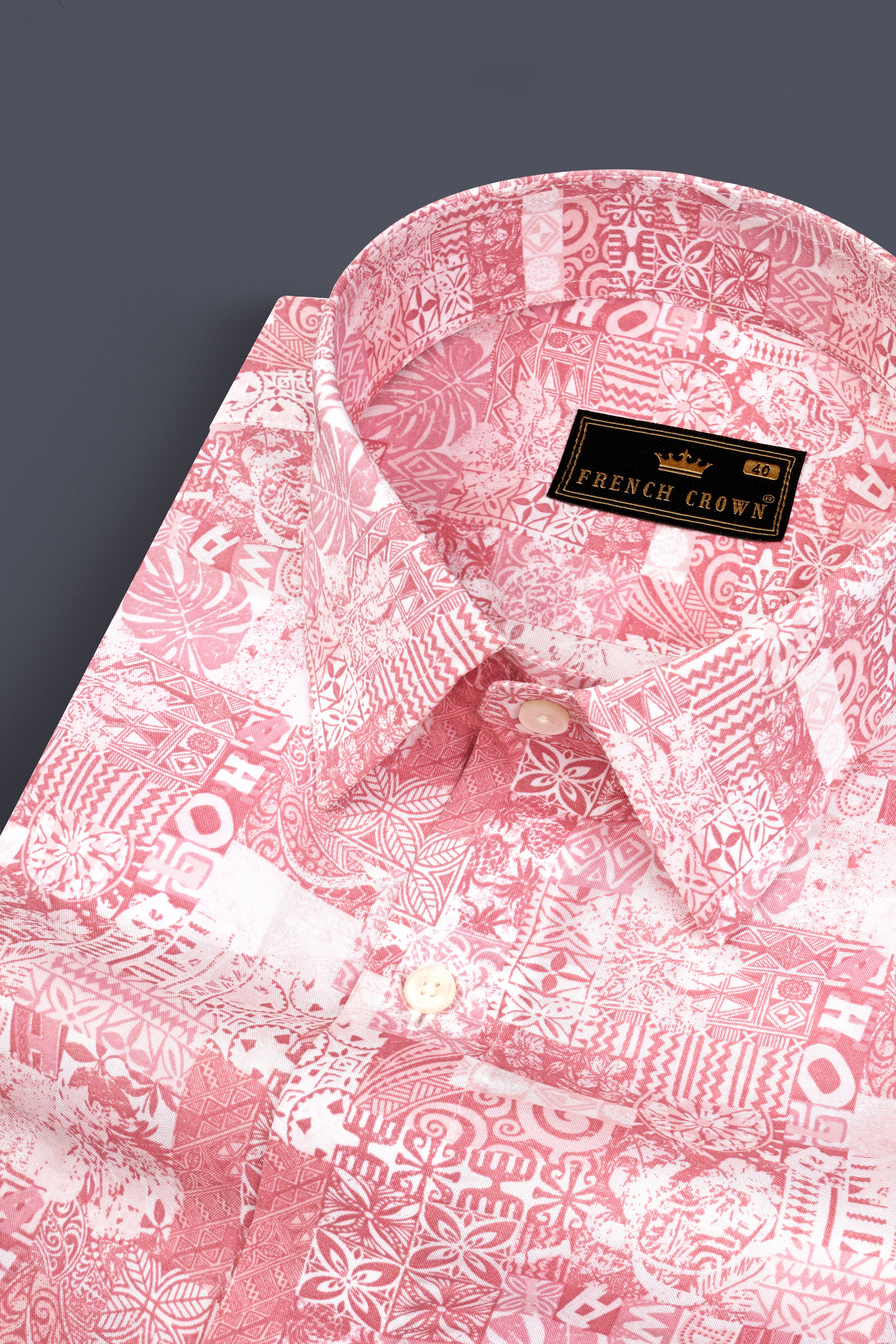 Froly Pink Tribal Printed Premium Cotton Shirt