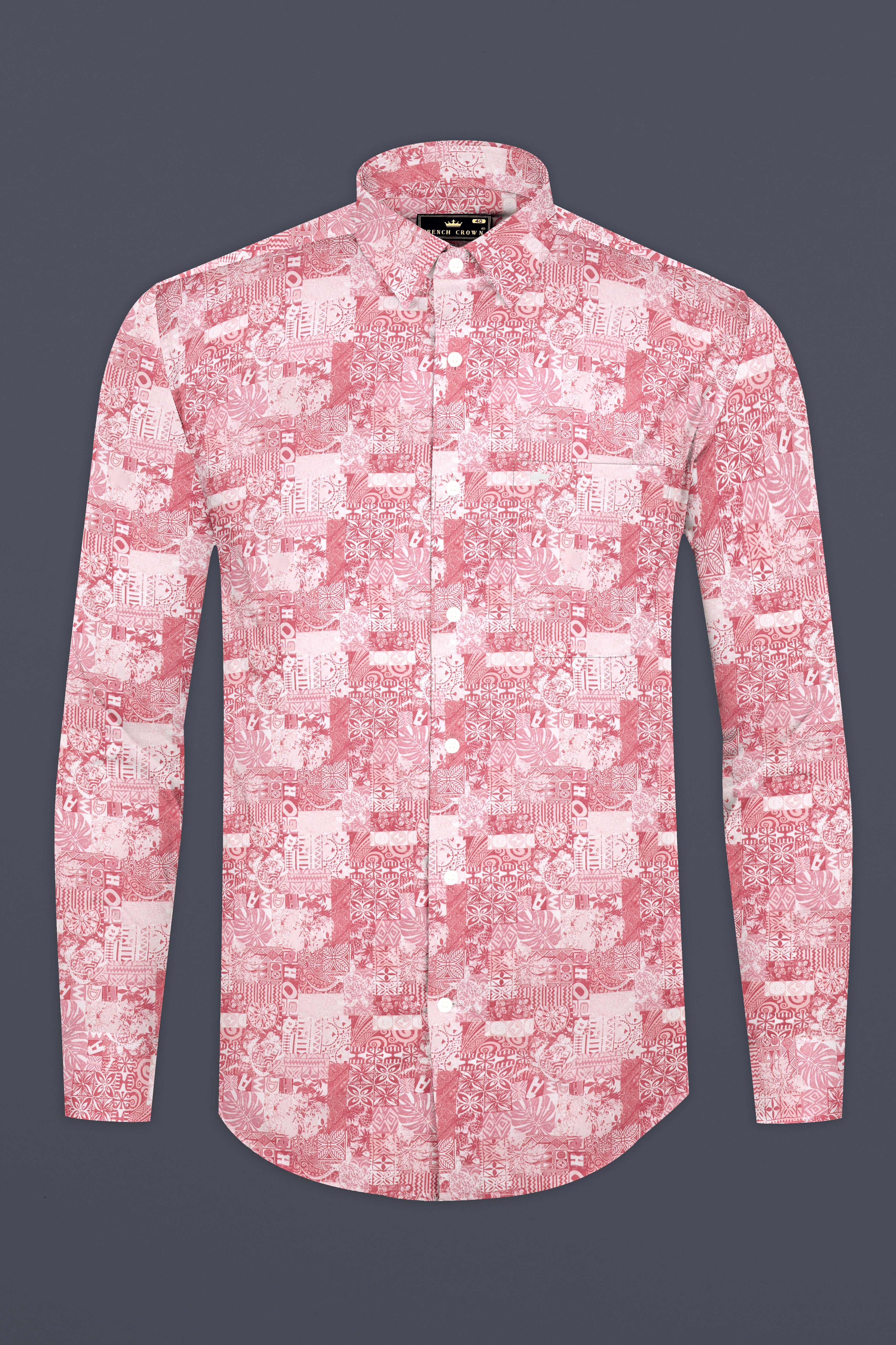 Froly Pink Tribal Printed Premium Cotton Shirt